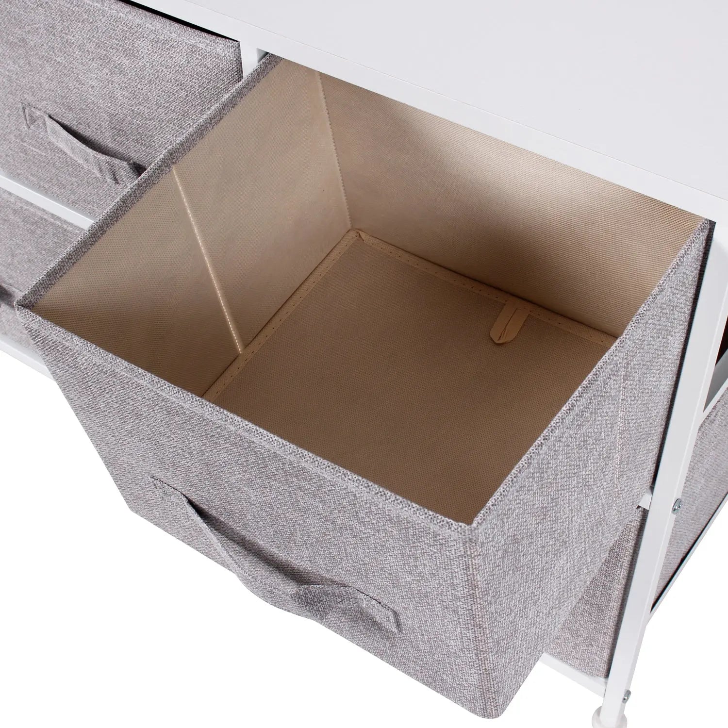 Cómoda baja de 5 cajones almacenamiento para hogar y oficina, organizador cajonera de estructura metal y cajones de tela no tejida MU:4LIFE