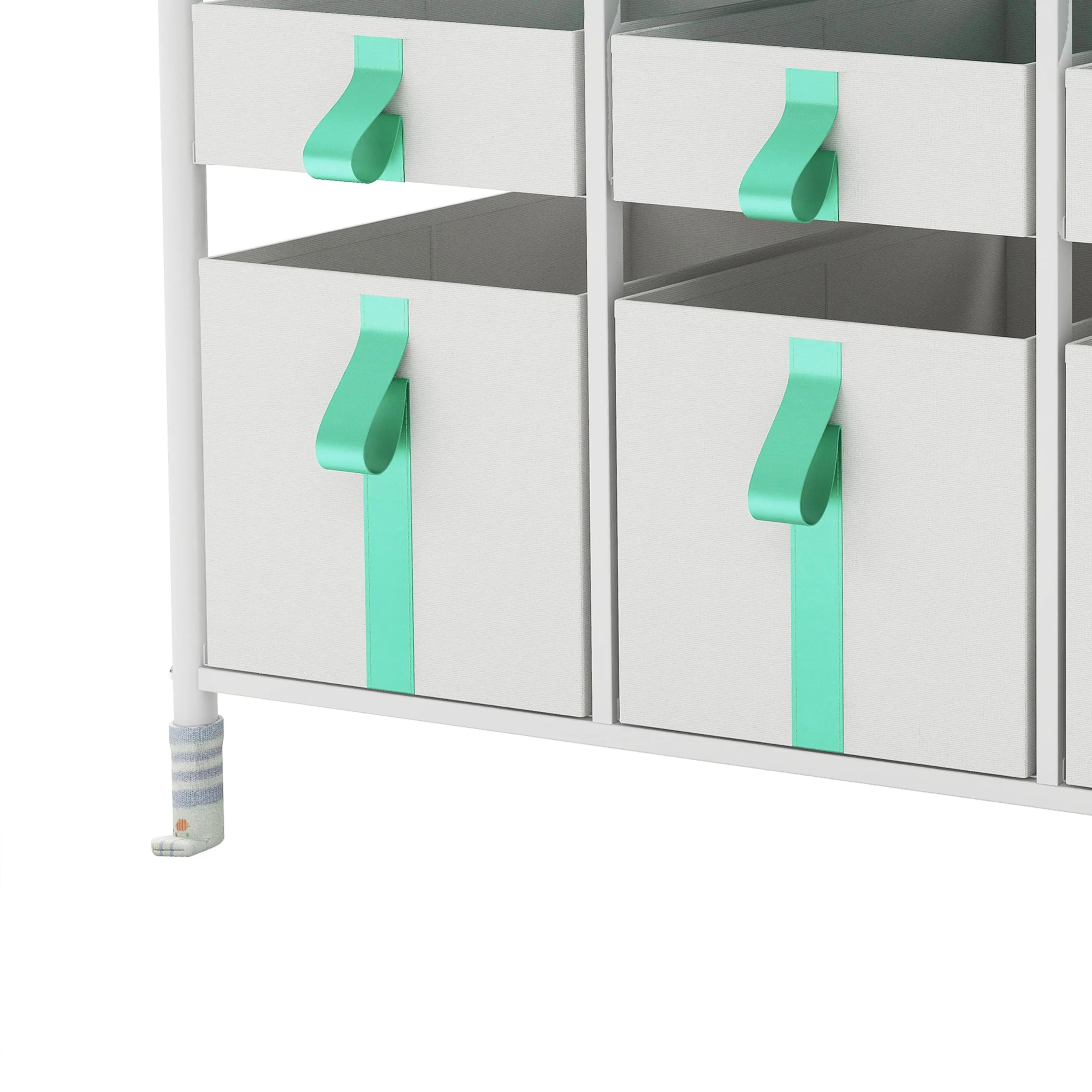 Cómoda organizador de 6 cajones para juguetes de niños, almacenamiento de ropa, juguetes, estructura metal y cajones de tela lino poliéster y tela no tejida MU:4LIFE