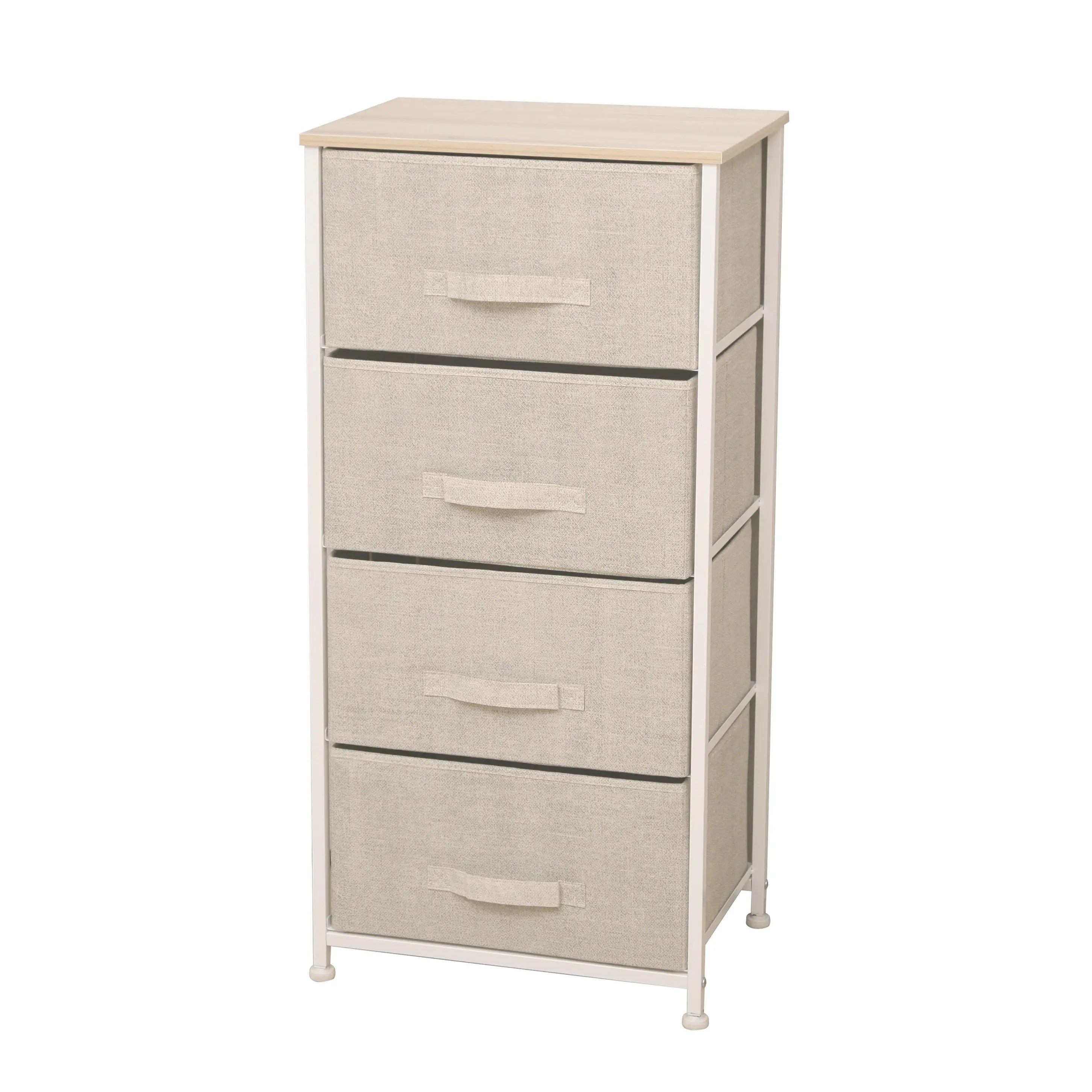 Cómoda de 4 cajones almacenamiento para hogar y oficina, organizador cajonera de estructura metal y cajones tela no tejida MU:4LIFE