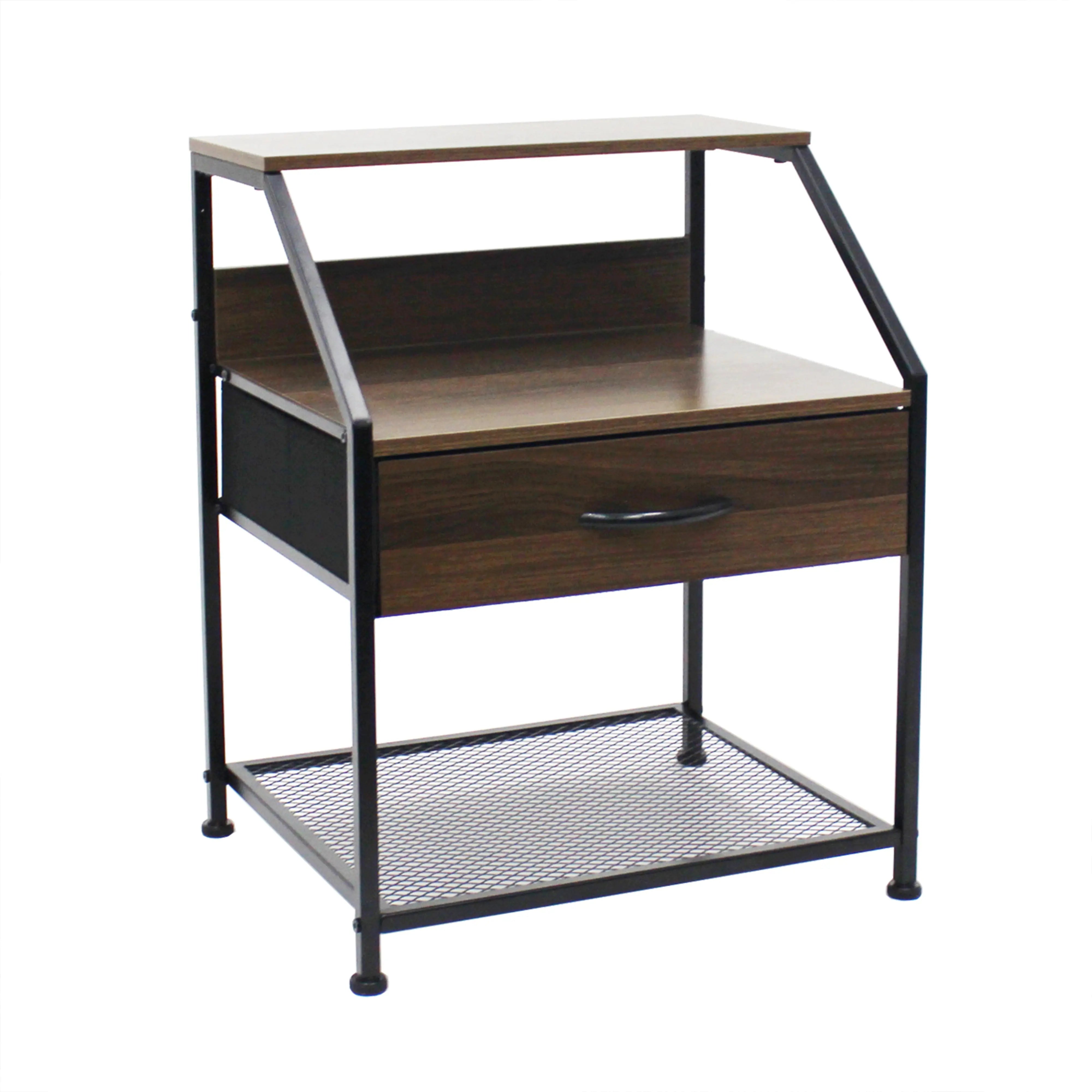 Buró con cajón y balda, organizador cajonera de estructura metal y cajones de tela no tejida y tabla MDF MU:4LIFE