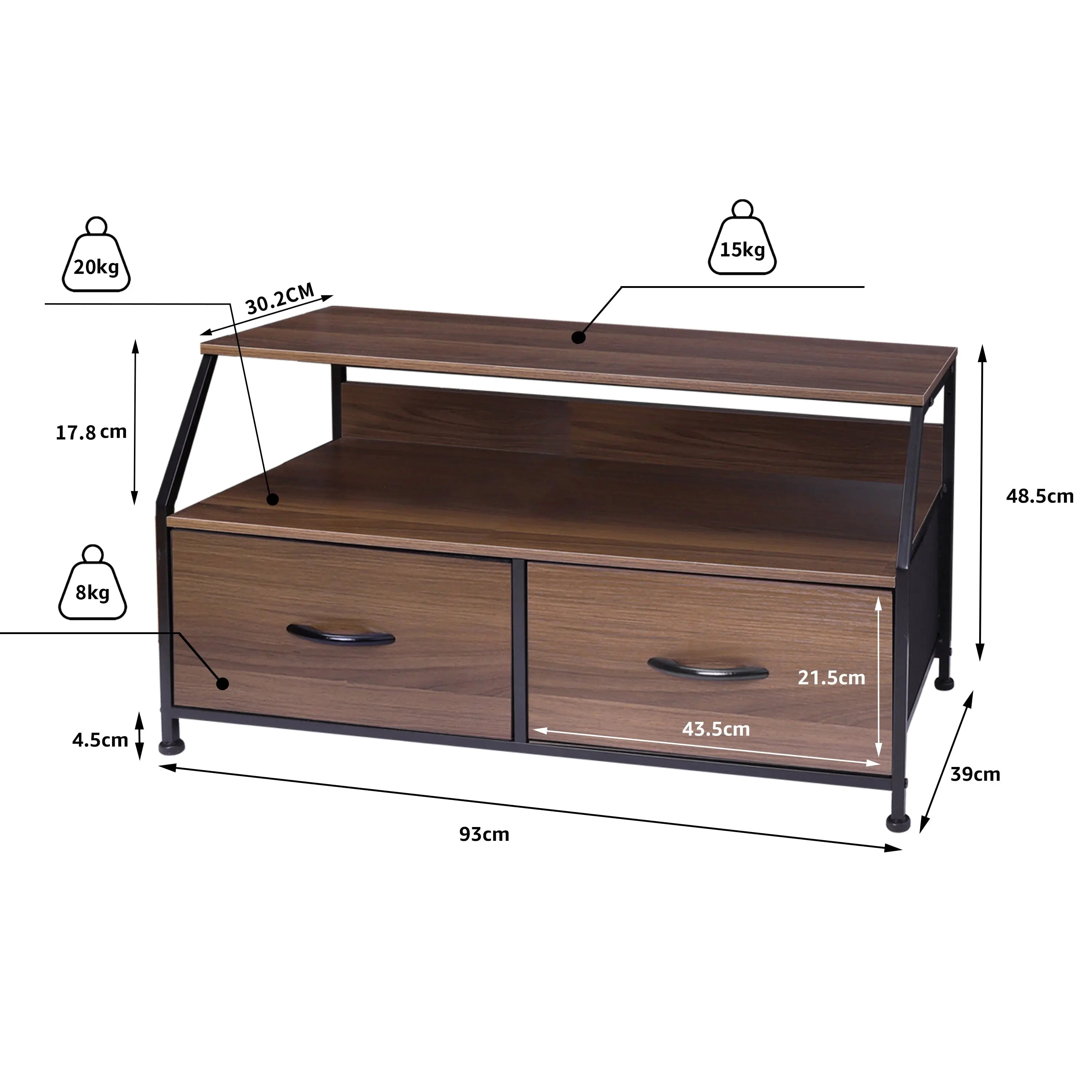 Mueble para TV y multimedia de estructura metal y cajones de tela no tejida y tabla MDF MU:4LIFE