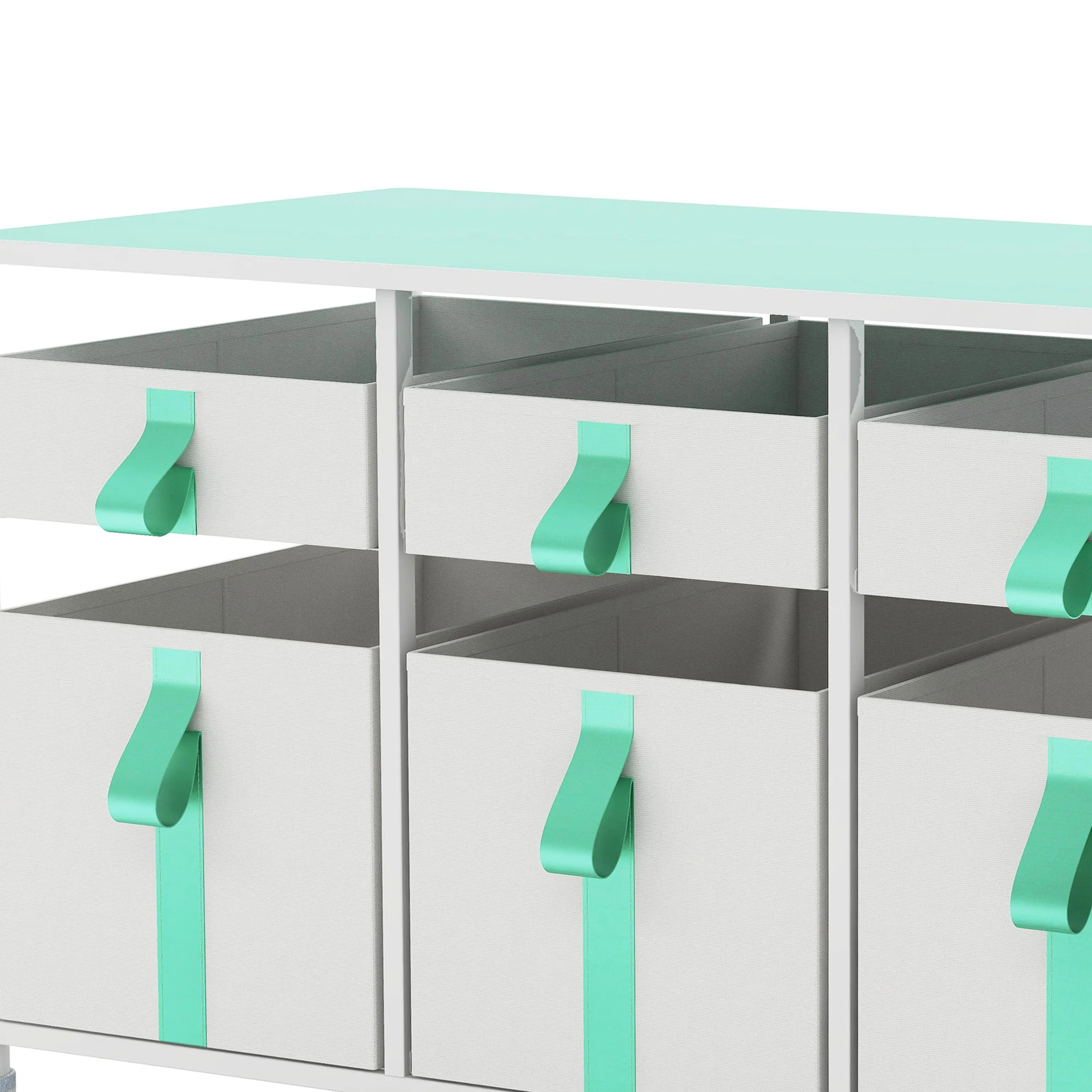 Cómoda organizador de 6 cajones para juguetes de niños, almacenamiento de ropa, juguetes, estructura metal y cajones de tela lino poliéster y tela no tejida MU:4LIFE