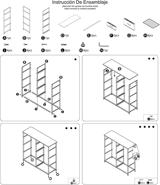 Cómoda closet de 8 cajones almacenamiento para hogar y oficina, organizador cajonera de estructura metal y cajones tela no tejida MU:4LIFE