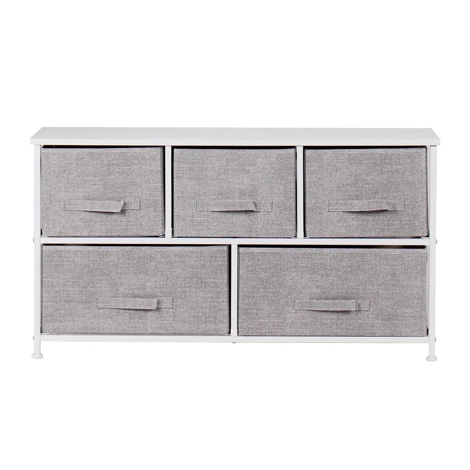 Cómoda baja de 5 cajones almacenamiento para hogar y oficina, organizador cajonera de estructura metal y cajones de tela no tejida MU:4LIFE