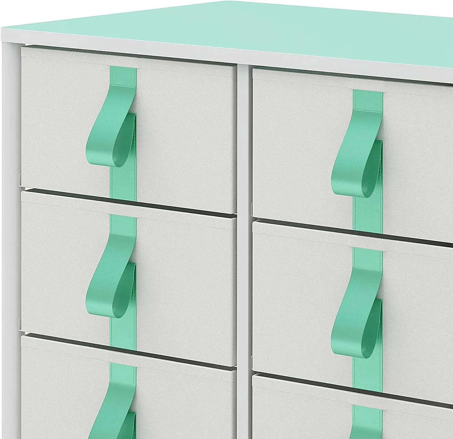 Cómoda de 6 cajones para niños, almacenamiento de ropa y juguetes, organizador cajonera de estructura metal y cajones de tela lino poliéster y tela no tejida MU:4LIFE