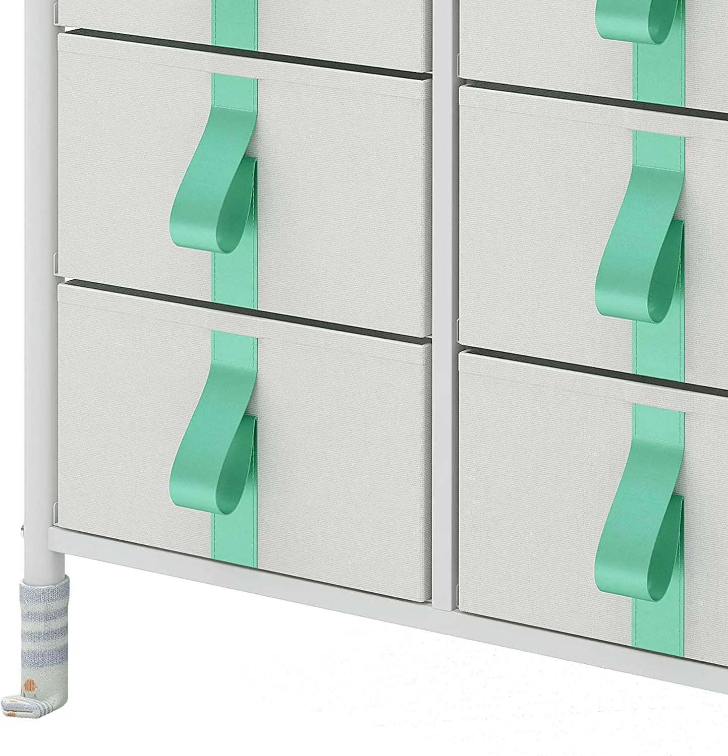 Cómoda de 6 cajones para niños, almacenamiento de ropa y juguetes, organizador cajonera de estructura metal y cajones de tela lino poliéster y tela no tejida MU:4LIFE