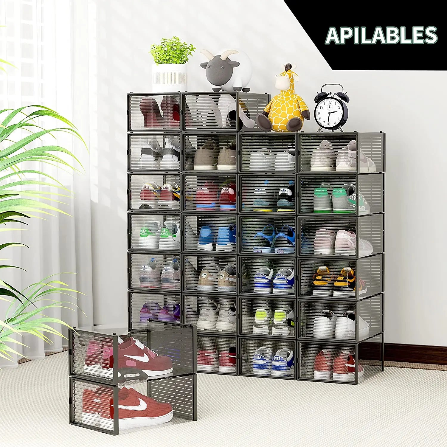 Organizadores transparentes para zapatos, apilables y multifuncionales para hogar (6 piezas) MU:4LIFE