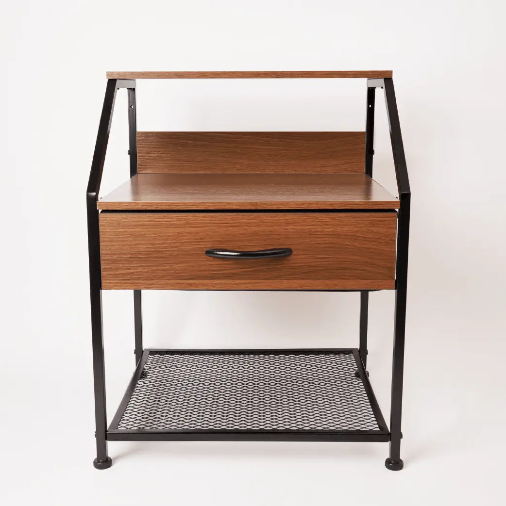 Buró con cajón y balda, organizador cajonera de estructura metal y cajones de tela no tejida y tabla MDF MU:4LIFE