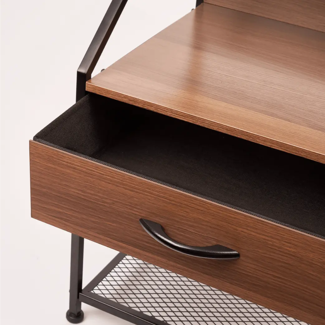 Buró con cajón y balda, organizador cajonera de estructura metal y cajones de tela no tejida y tabla MDF MU:4LIFE