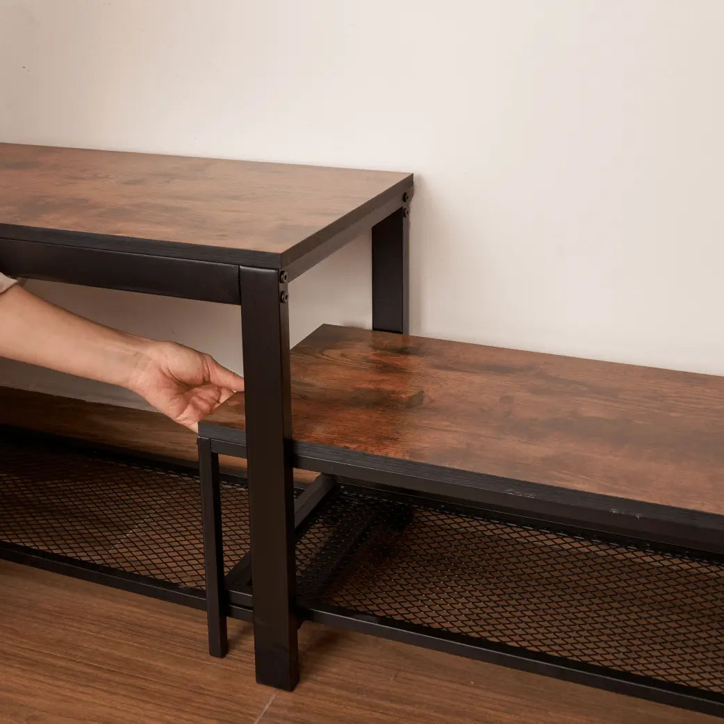 Set de 2 bancas zapateras metálica y tabla MDF, estilo 2 en 1 para entrada MU:4LIFE