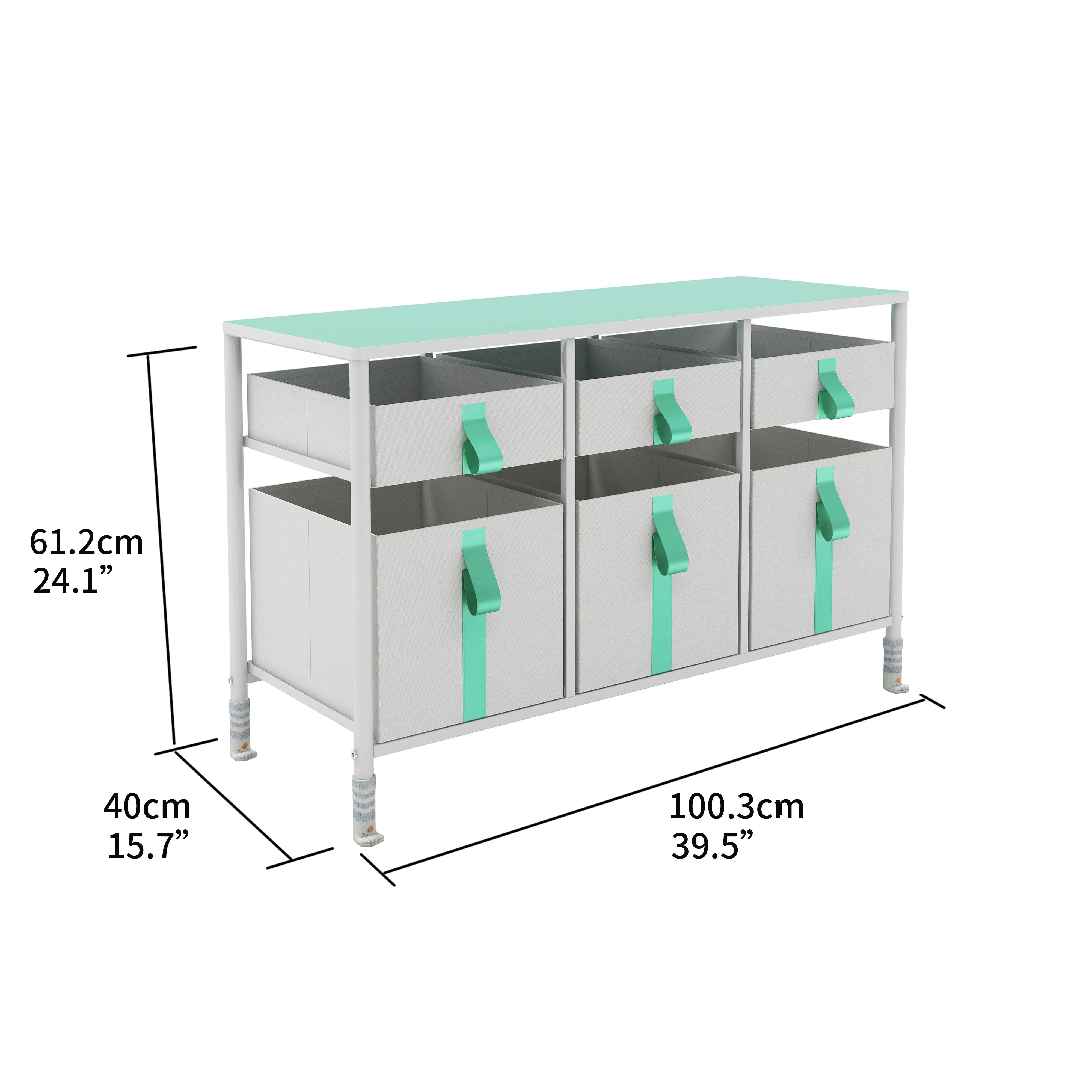 Cómoda organizador de 6 cajones para juguetes de niños, almacenamiento de ropa, juguetes, estructura metal y cajones de tela lino poliéster y tela no tejida MU:4LIFE