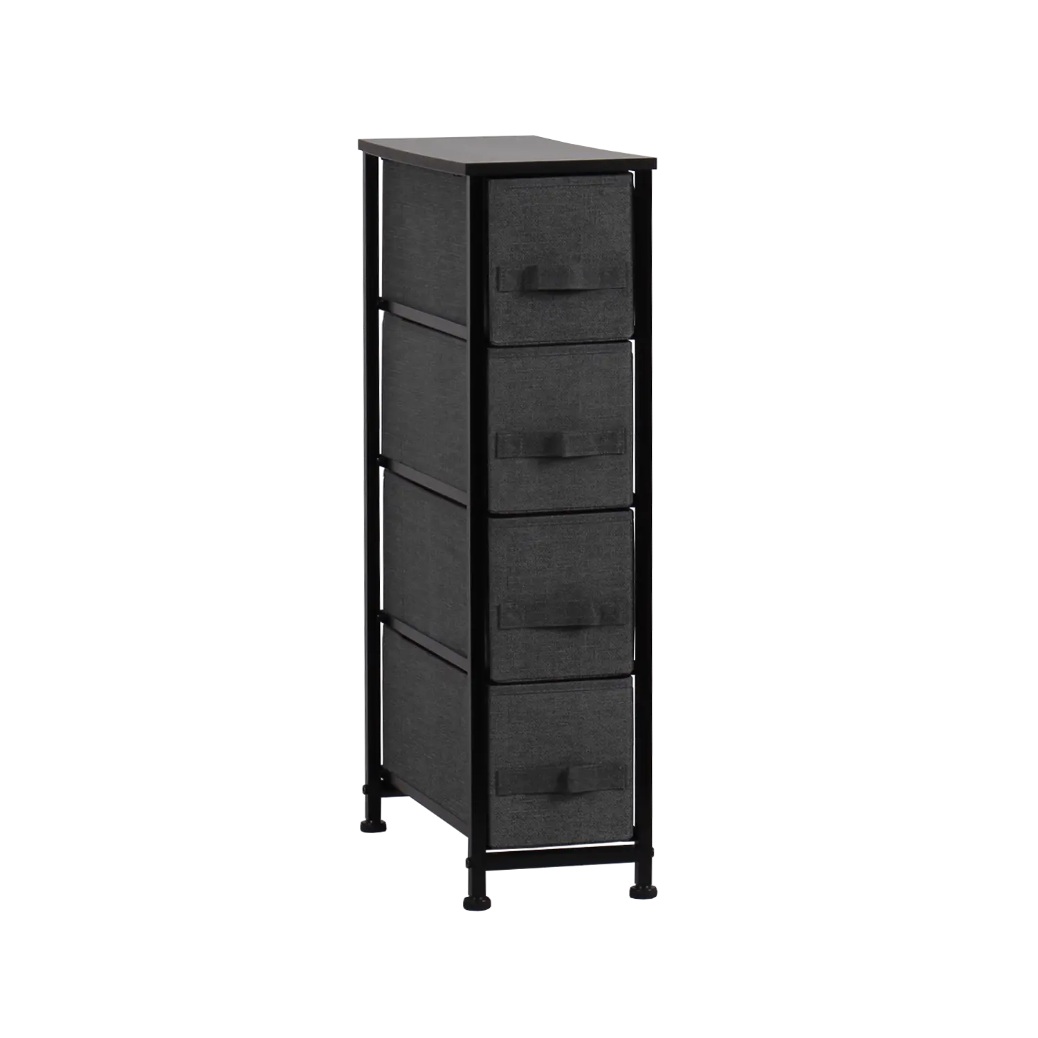 Cómoda estrecha de 4 cajones almacenamiento para hogar y oficina, organizador cajonera de estructura metal y cajones tela no tejida MU:4LIFE