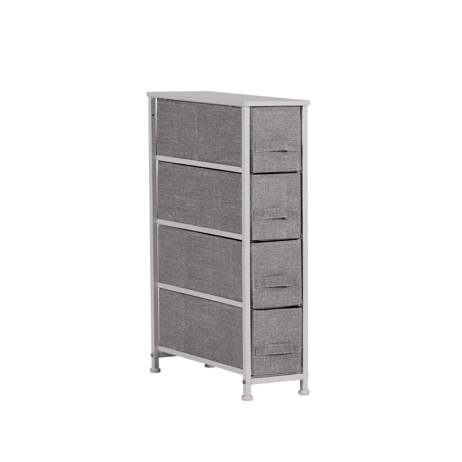 Cómoda estrecha de 4 cajones almacenamiento para hogar y oficina, organizador cajonera de estructura metal y cajones tela no tejida MU:4LIFE