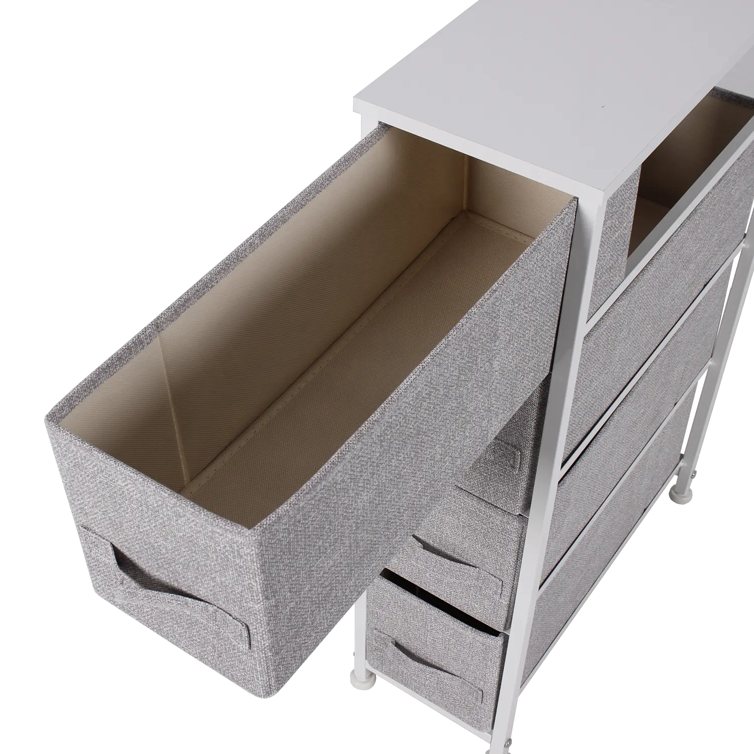 Cómoda estrecha de 4 cajones almacenamiento para hogar y oficina, organizador cajonera de estructura metal y cajones tela no tejida MU:4LIFE