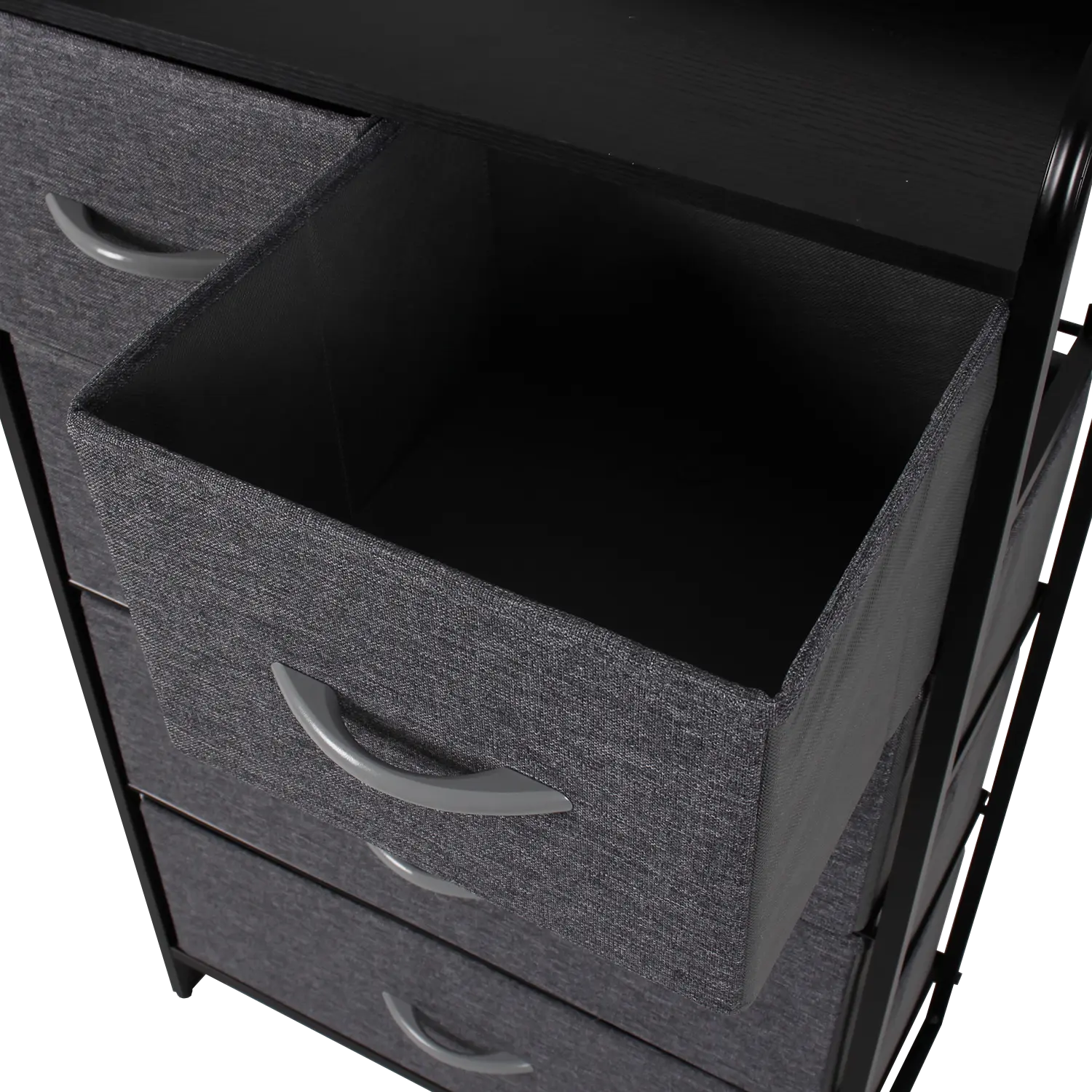 Cómoda de 5 cajones almacenamiento para hogar y oficina, organizador cajonera de estructura metal y cajones de tela lino poliéster y tela No Tejida MU:4LIFE