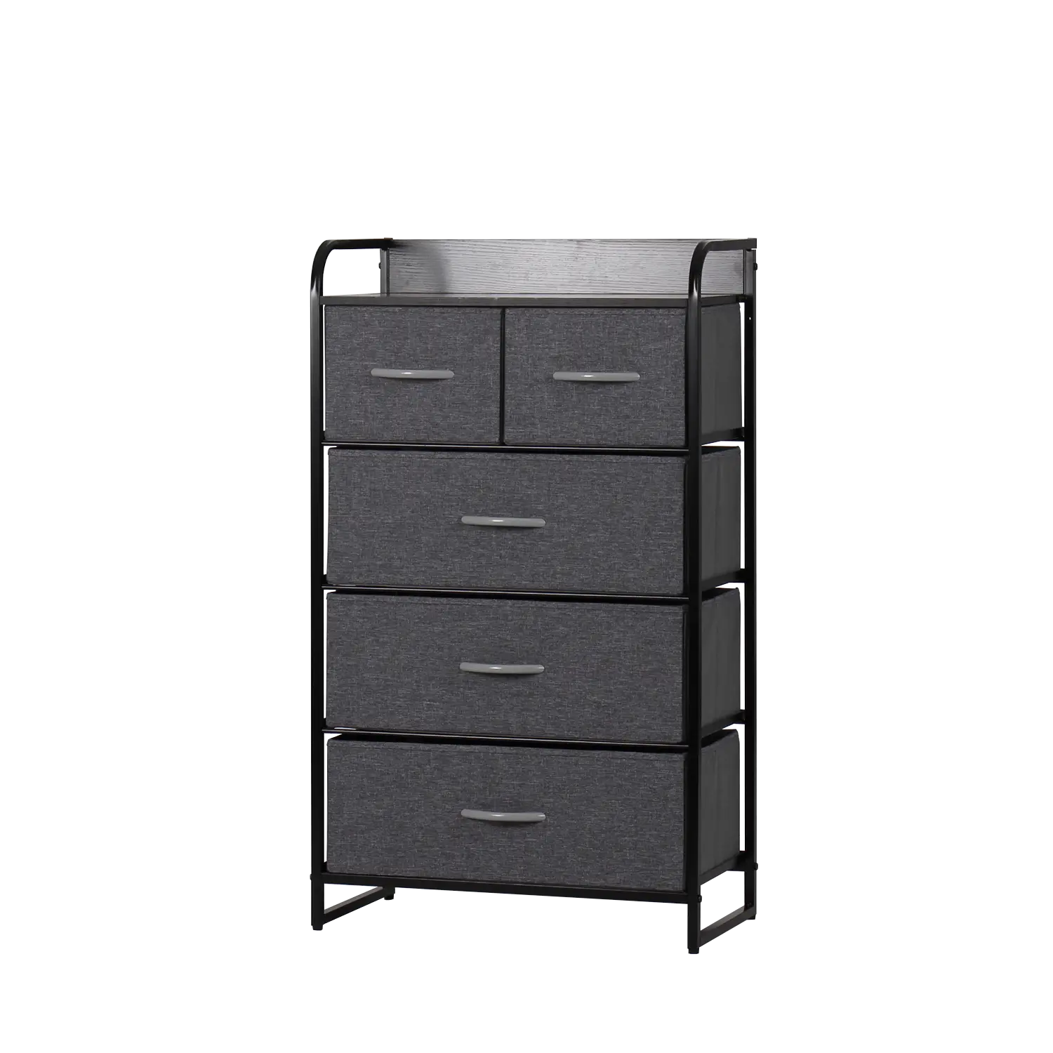 Cómoda de 5 cajones almacenamiento para hogar y oficina, organizador cajonera de estructura metal y cajones de tela lino poliéster y tela No Tejida MU:4LIFE