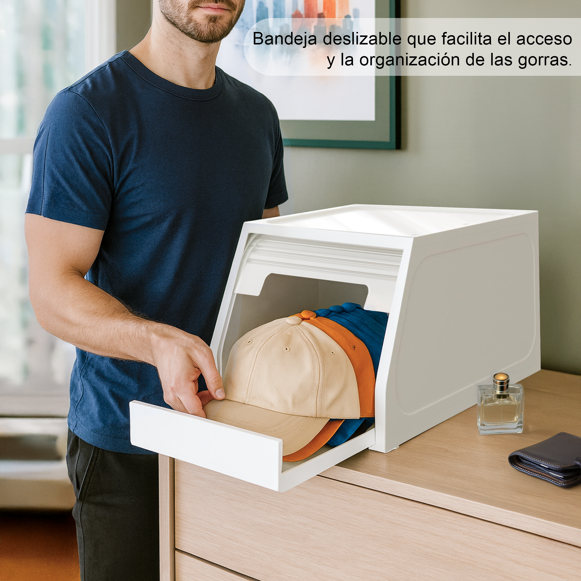 Set de 2 Cajas Deslizantes con Persiana Enrollable, Almacenaje Multiuso para Beisbol, Gorra, Ropa o Accesorios