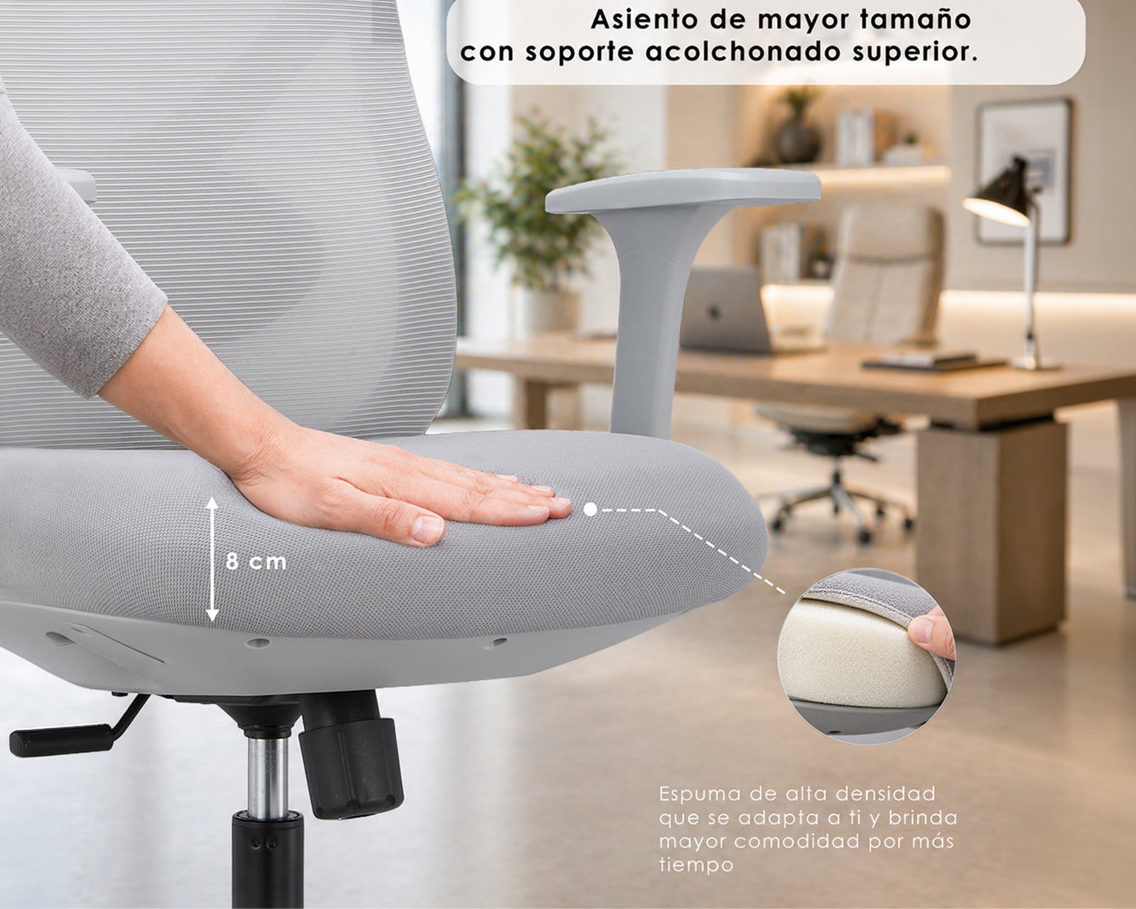 Silla de Oficina Ergonómica Premium con Respaldo de Malla, Soporte Lumbar y Altura Ajustable
