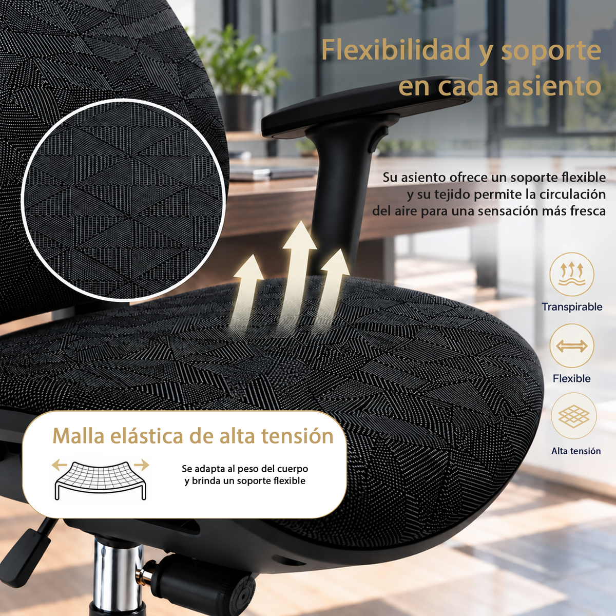 Silla Ejecutiva Ergonómica con Respaldo de Malla, Soporte Lumbar y Reposapiés – Soporta 150 kg | Gris o Negro