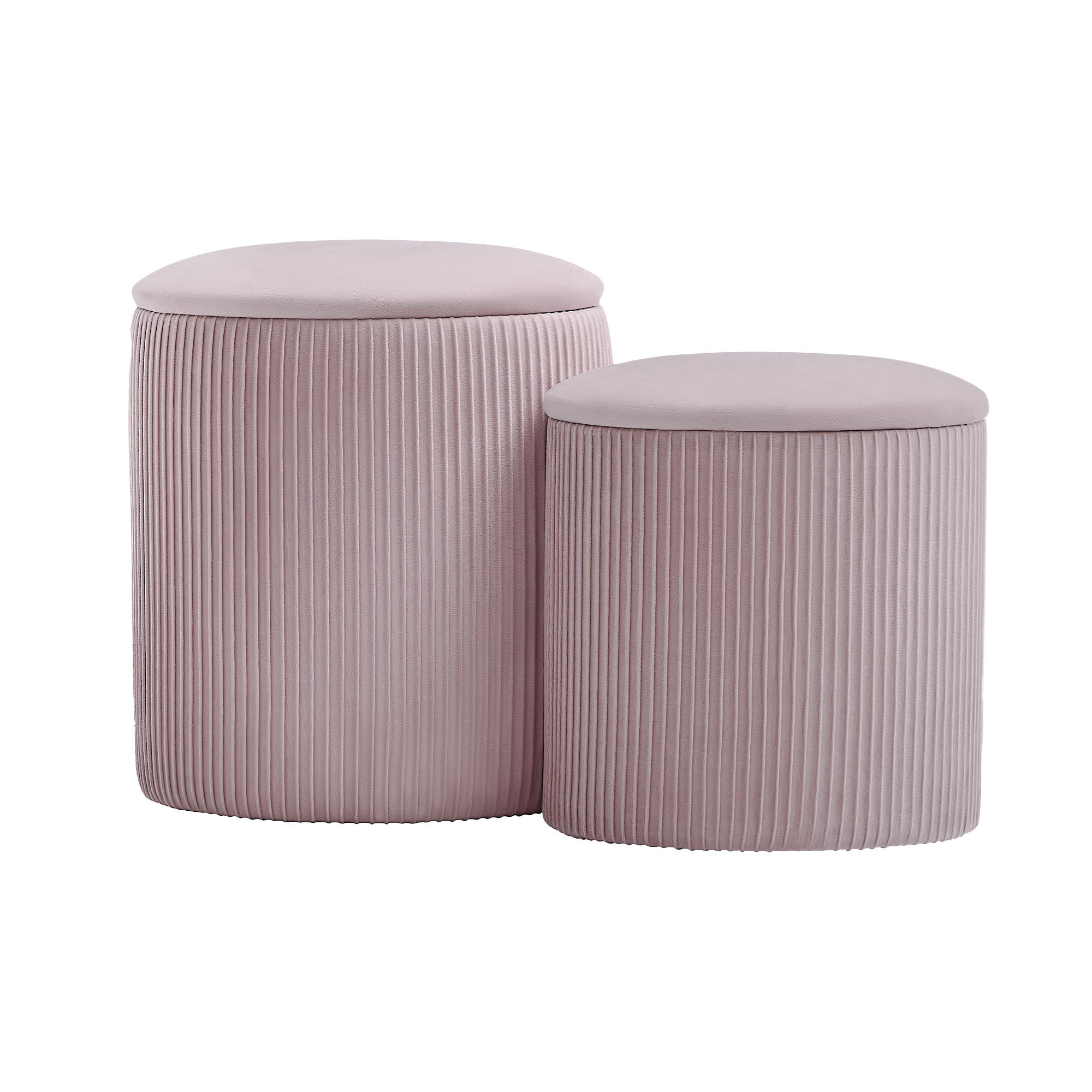 Set de 2 Taburetes Otomanos de Terciopelo con Almacenamiento, Banco Tapizado Decorativo