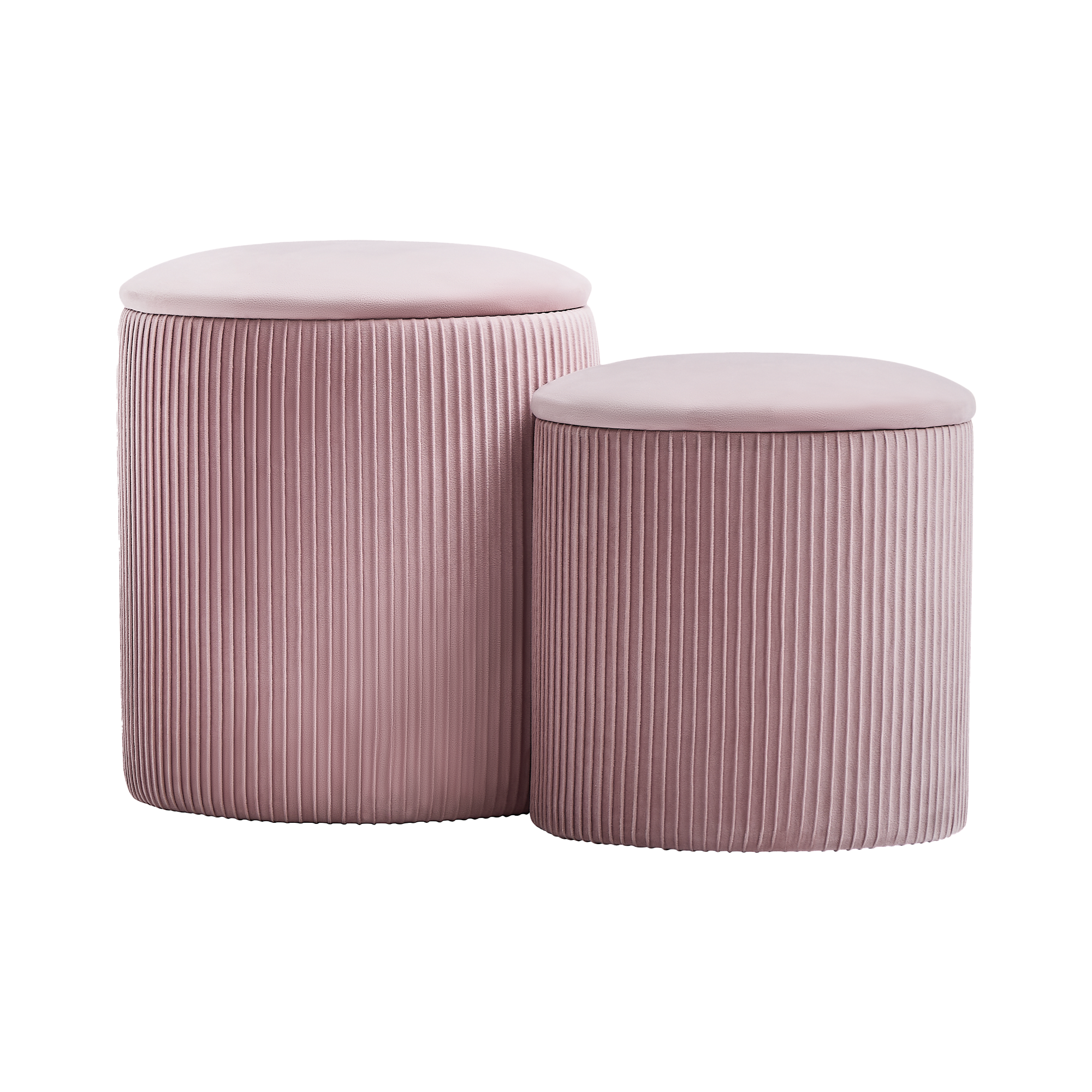 Set de 2 Taburetes Otomanos de Terciopelo con Almacenamiento, Banco Tapizado Decorativo