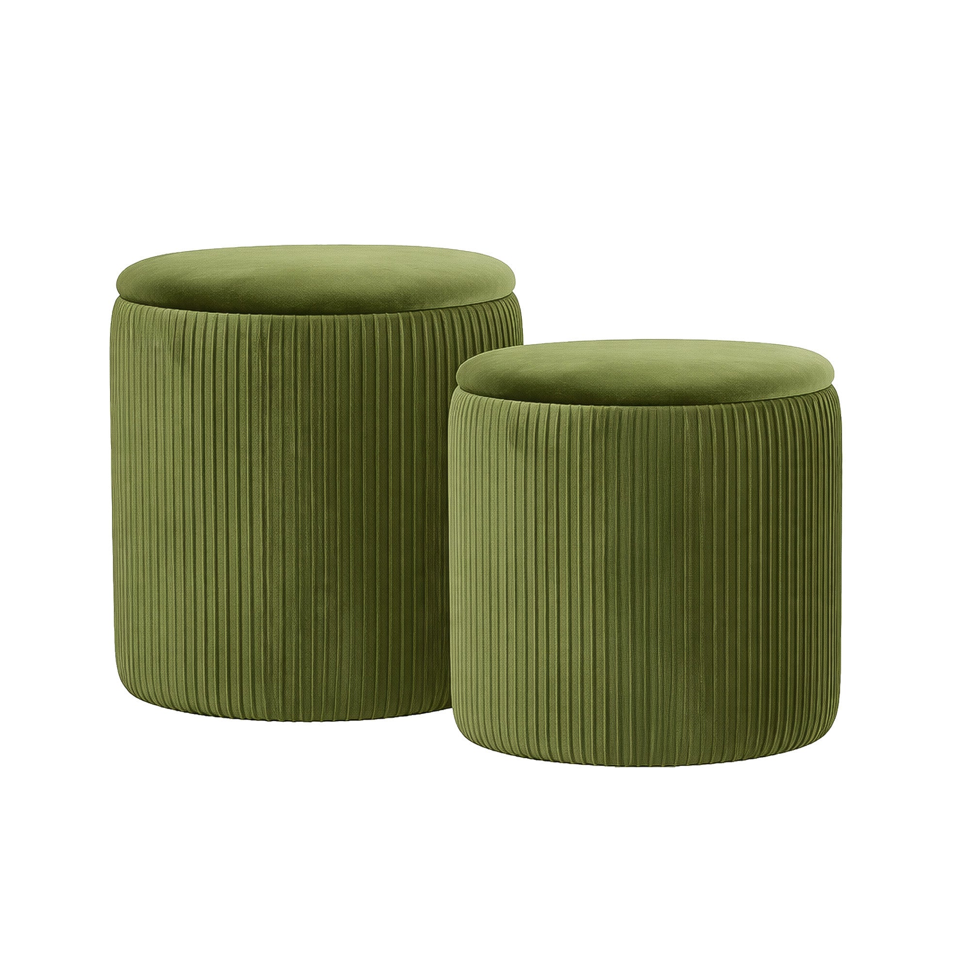 Set de 2 Taburetes Otomanos de Terciopelo con Almacenamiento, Banco Tapizado Decorativo