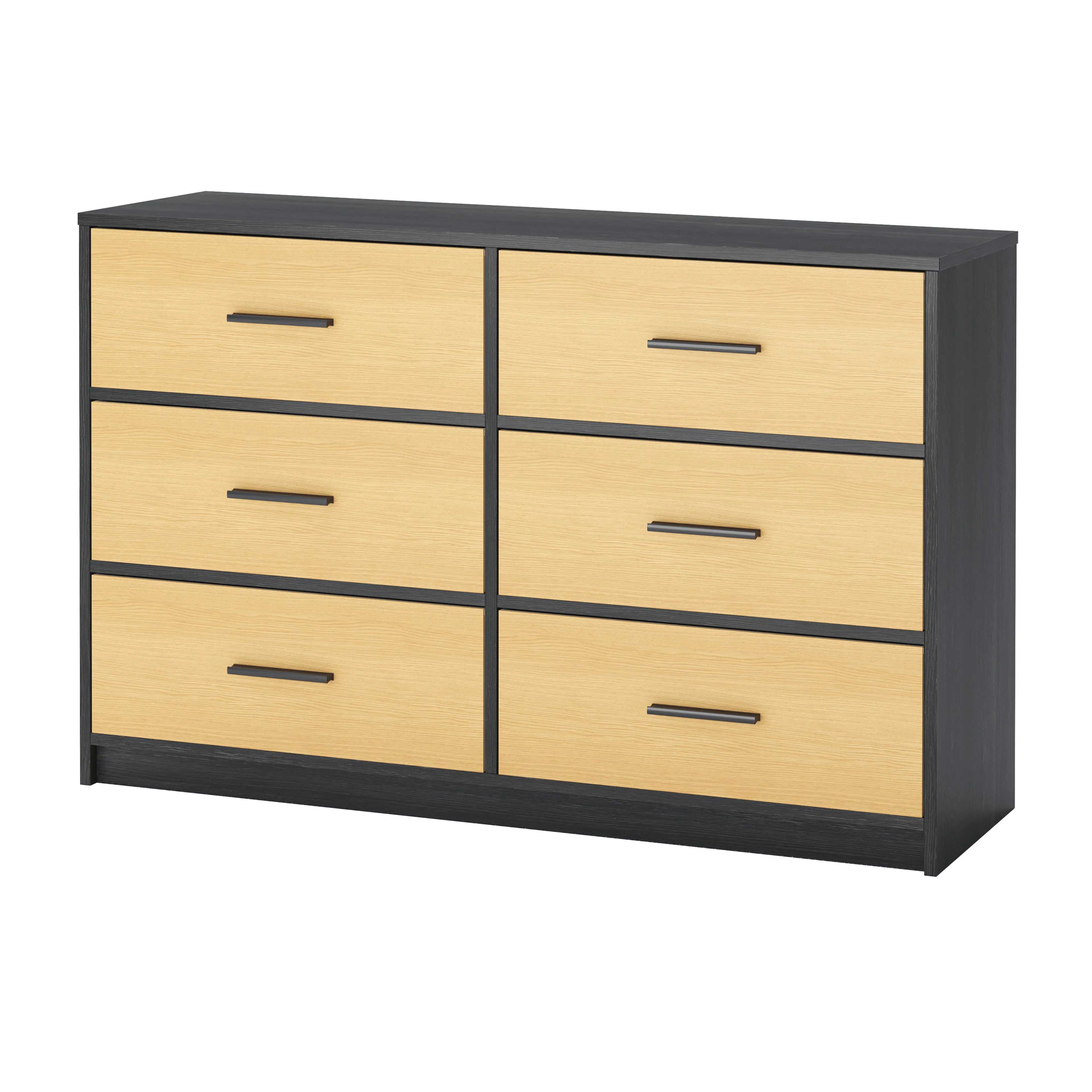 Cómoda Elegancia de 6 Cajones, Almacenamiento para Hogar y Oficina, Organizador Cajonera de Estructura de Madera y Cajones de Tela No Tejida con Cubiertas de MDF MU:4LIFE