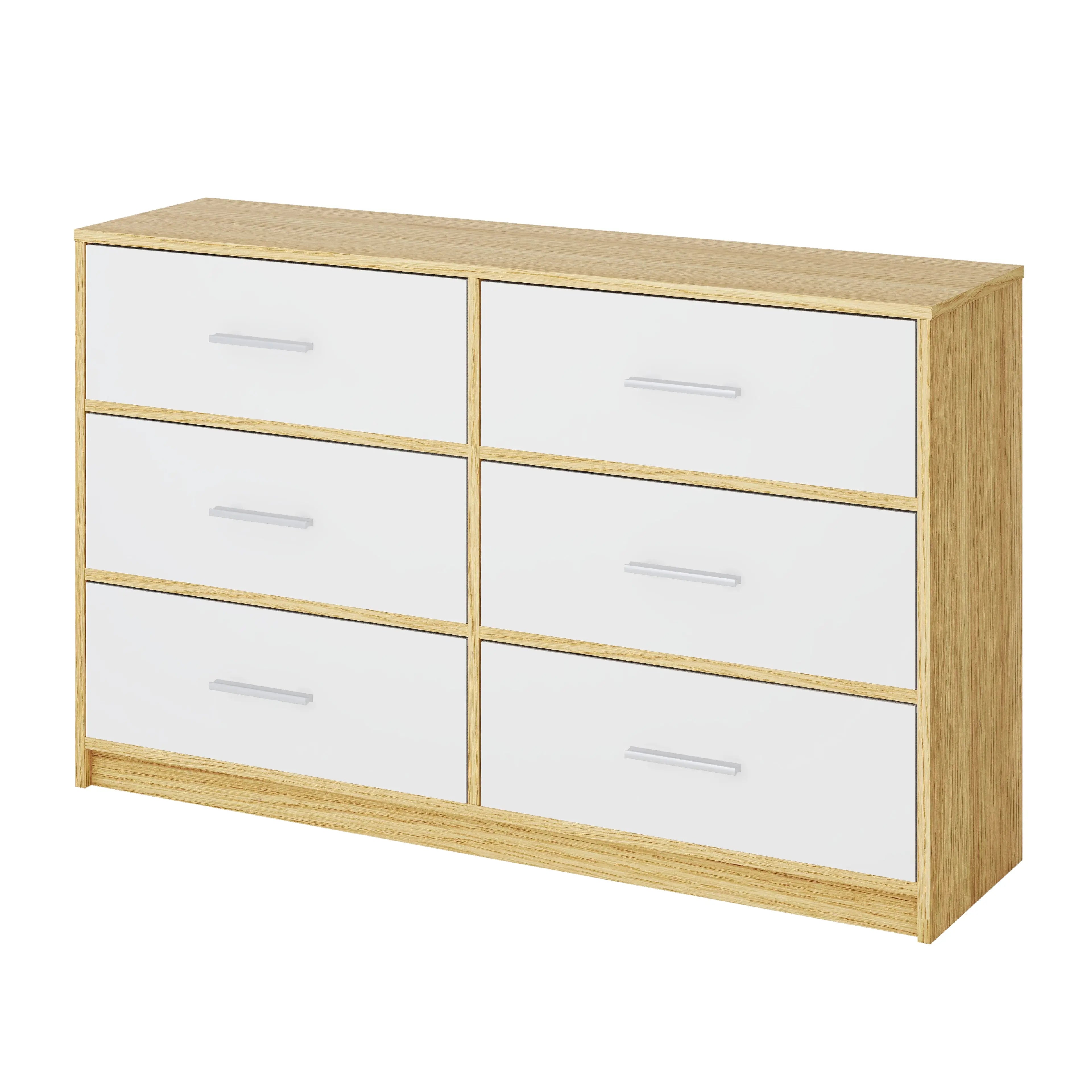 Cómoda Elegancia de 6 Cajones, Almacenamiento para Hogar y Oficina, Organizador Cajonera de Estructura de Madera y Cajones de Tela No Tejida con Cubiertas de MDF MU:4LIFE