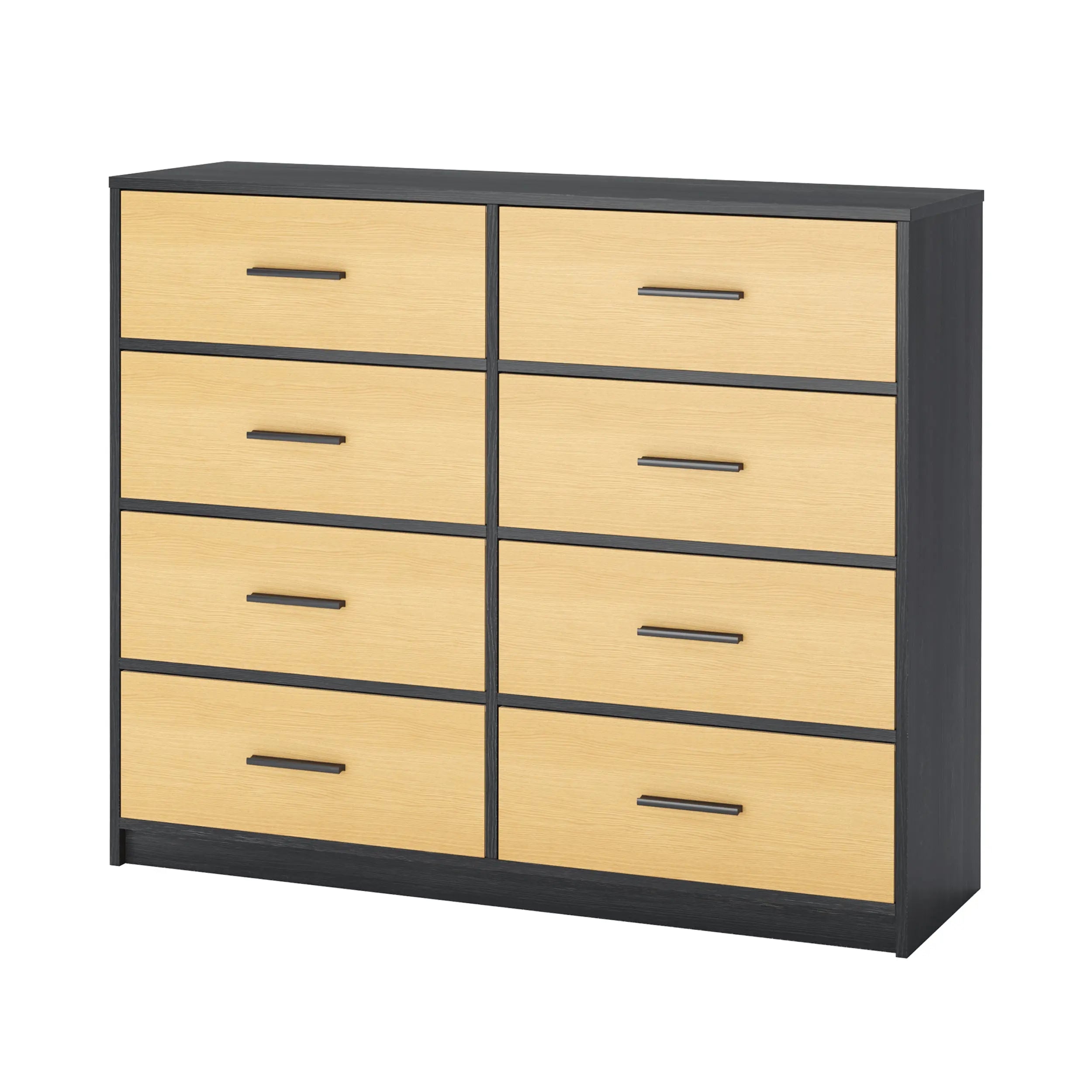 Cómoda Elegancia de 8 Cajones, Almacenamiento para Hogar y Oficina, Organizador Cajonera de Estructura de Madera y Cajones de Tela No Tejida con Cubiertas de MDF MU:4LIFE