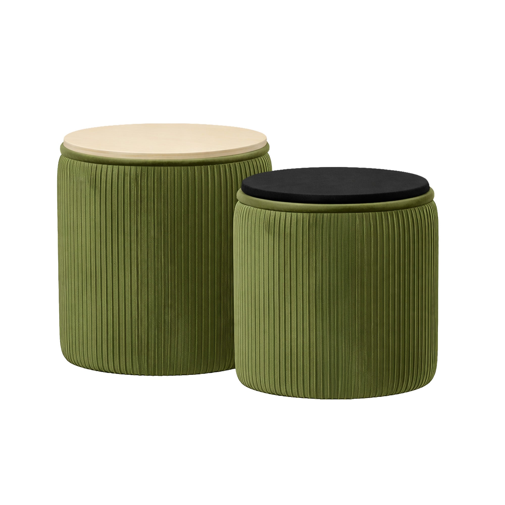 Set de 2 Taburetes Otomanos de Terciopelo con Almacenamiento, Banco Tapizado Decorativo