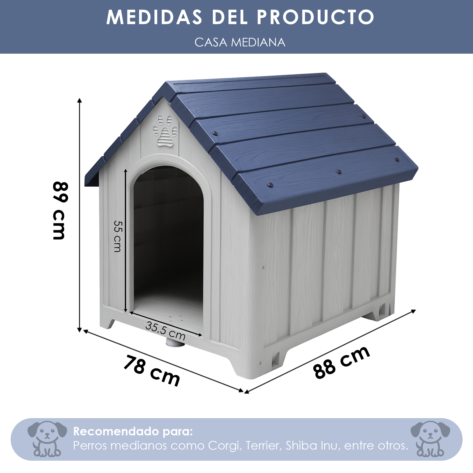 Casa Jaula para Perro de Plástico para Exteriores e Interiores, Resistente al Agua, con Ventilación y Base Reforzada y Anclajes al Suelo