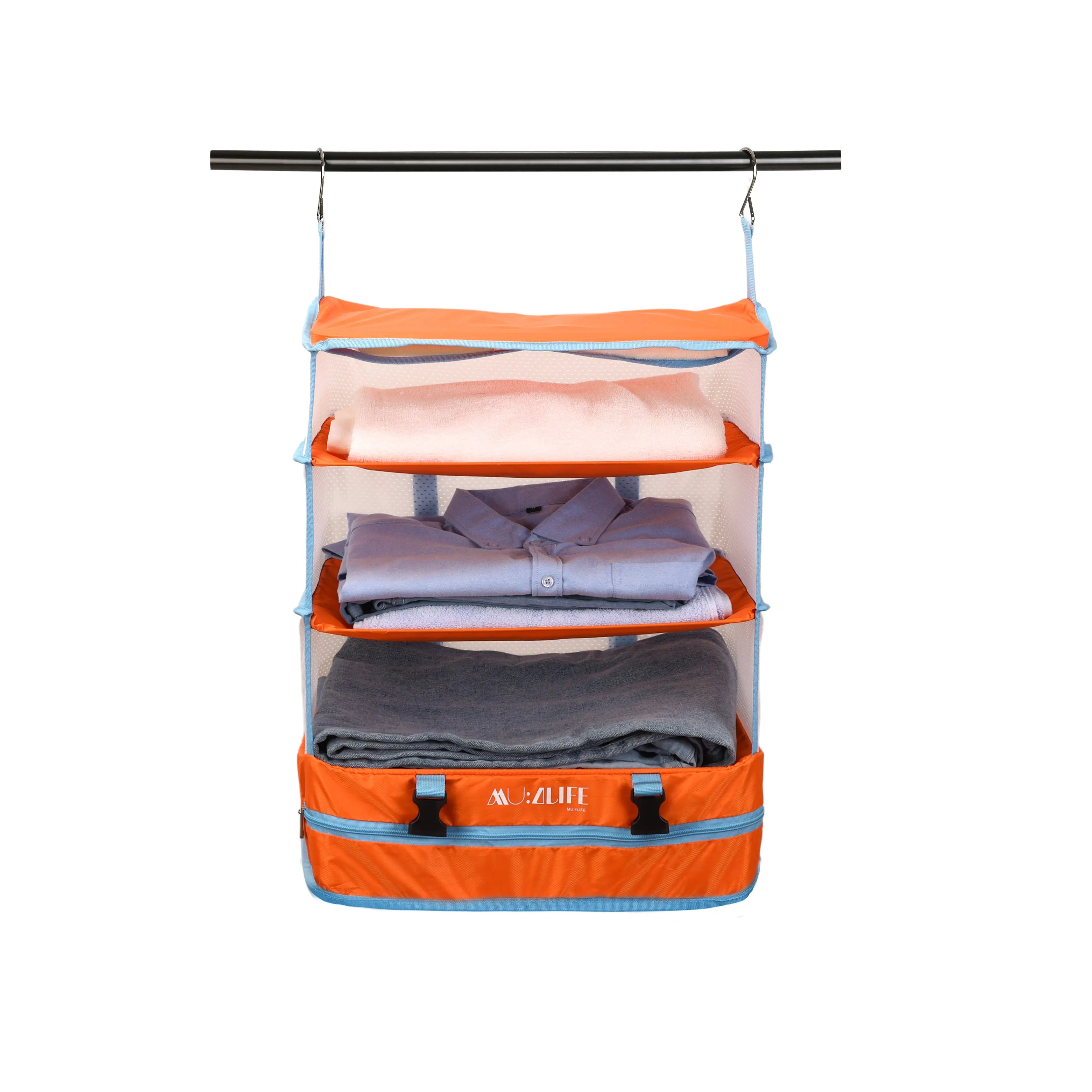 Organizador para equipaje de viaje, organizador para maleta de viaje grande, estilo closet colgante con 3 cajones y una bolsa, ahorra espacio y desempaquetar MU:4LIFE