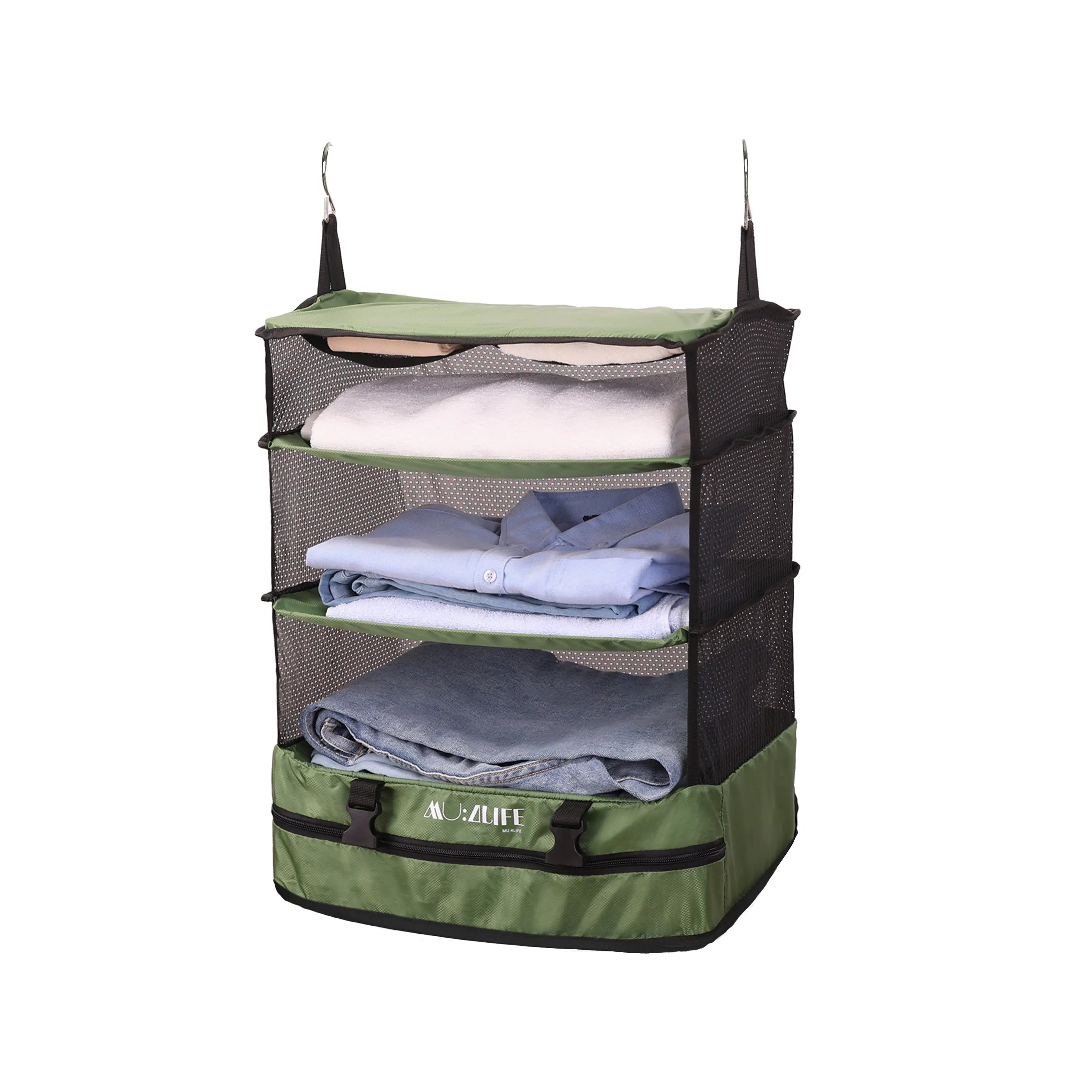 Organizador para equipaje de viaje, organizador para maleta de viaje grande, estilo closet colgante con 3 cajones y una bolsa, ahorra espacio y desempaquetar MU:4LIFE