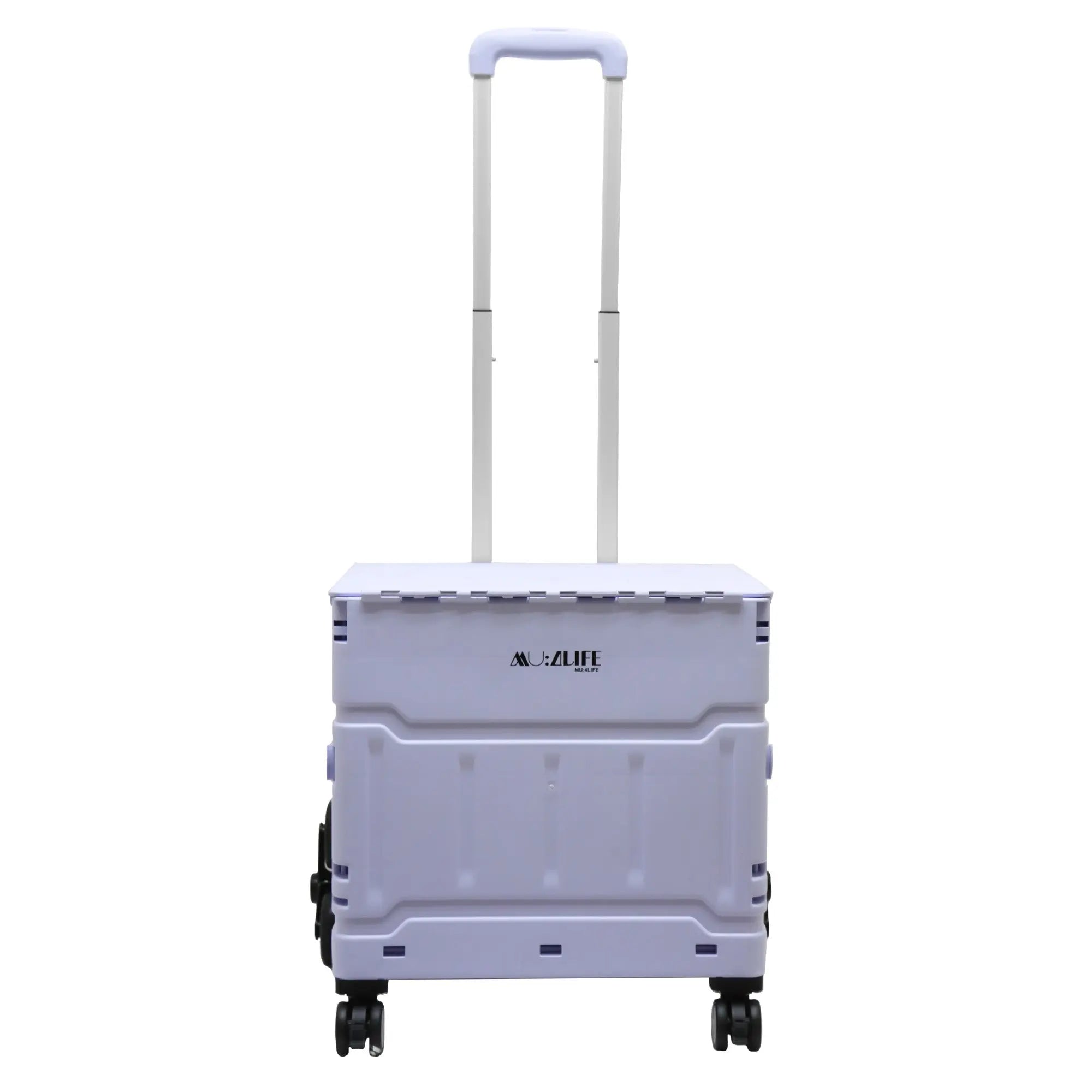 Carrito de Mandado con Ruedas para Subir Escaleras, Plegable con Mango Inclinable y Ajustable, con Tapa y Capacidad de hasta 50 kg. (45 L.) MU:4LIFE