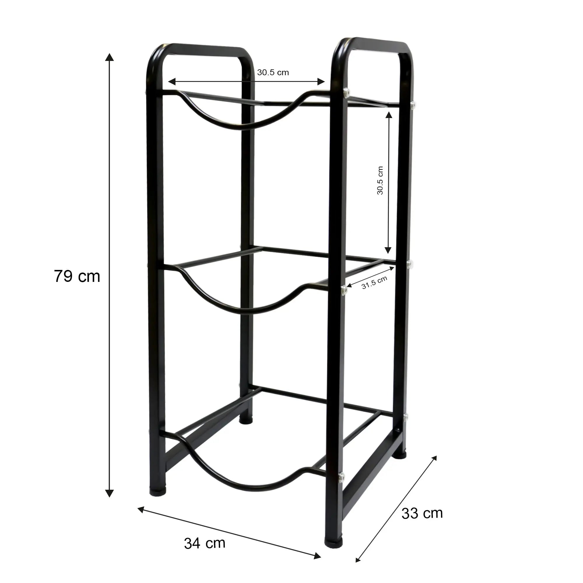 Estantería Soporte para Garrafones de Agua, Estante de 3 Niveles Resistente y Desmontable, Organizador de Acero Duradero para 3 Botellas MU:4LIFE