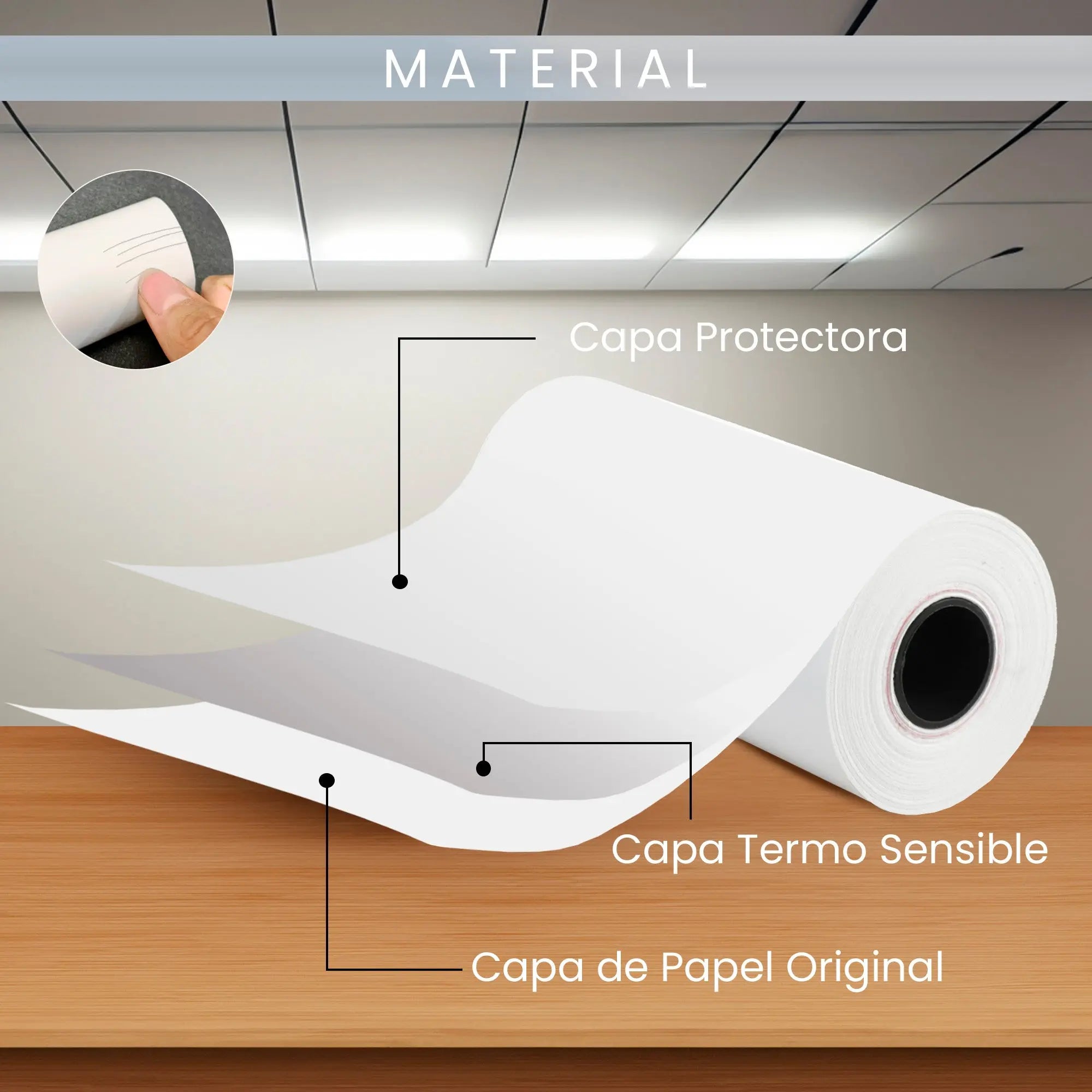 Caja de 100 Rollo de Papel Térmico para Tickets de 57x40 mm, 20 metros de longitud, para Impresoras de Recibos, Punto de Venta y Terminal, Cajas Registradoras MU:4LIFE