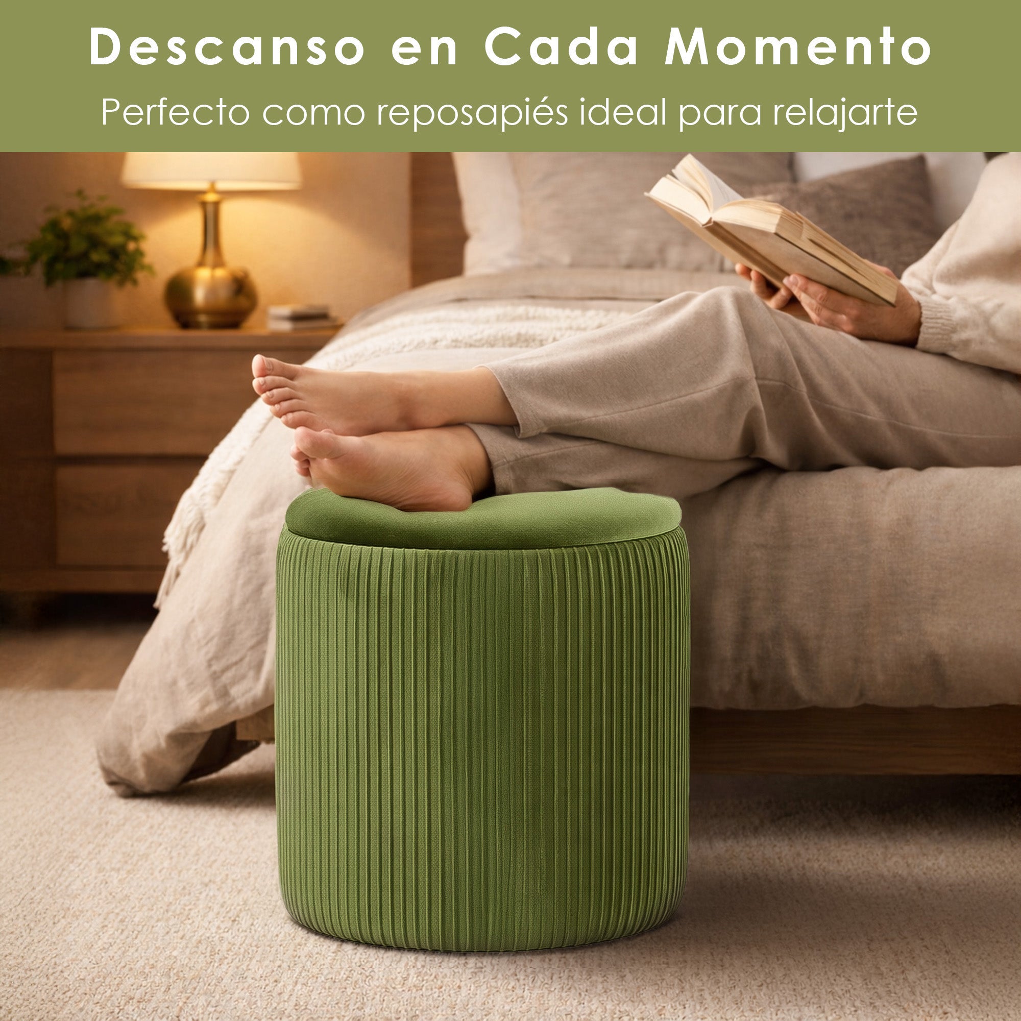 Set de 2 Taburetes Otomanos de Terciopelo con Almacenamiento, Banco Tapizado Decorativo