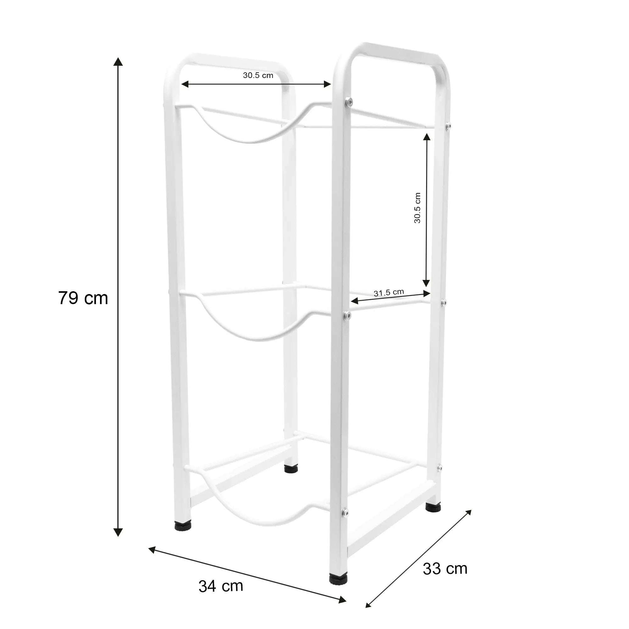 Estantería Soporte para Garrafones de Agua, Estante de 3 Niveles Resistente y Desmontable, Organizador de Acero Duradero para 3 Botellas MU:4LIFE