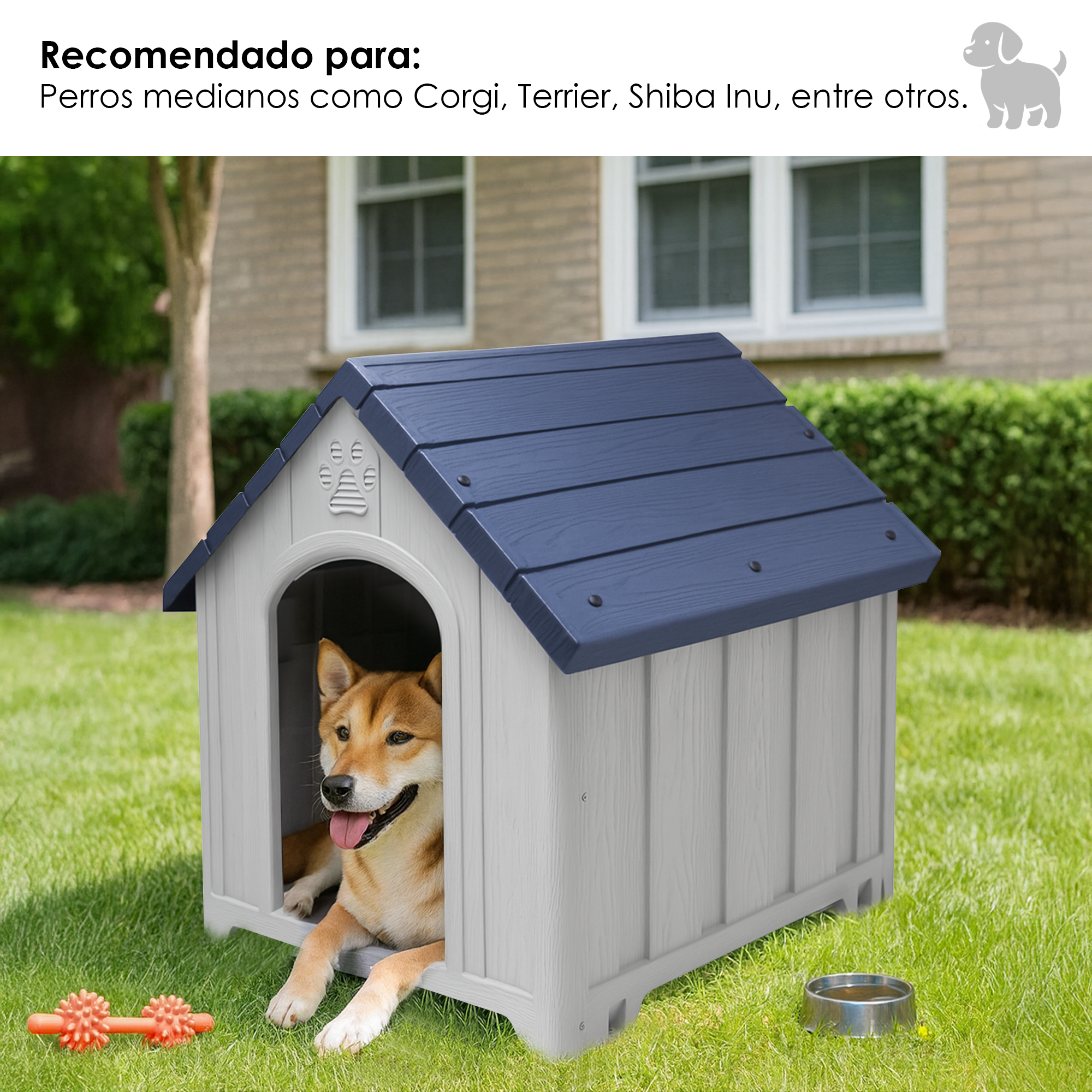 Casa Jaula para Perro de Plástico para Exteriores e Interiores, Resistente al Agua, con Ventilación y Base Reforzada y Anclajes al Suelo