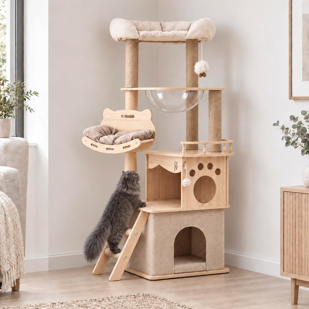 Árbol para gatos con casa y cama burbuja MU:4LIFE
