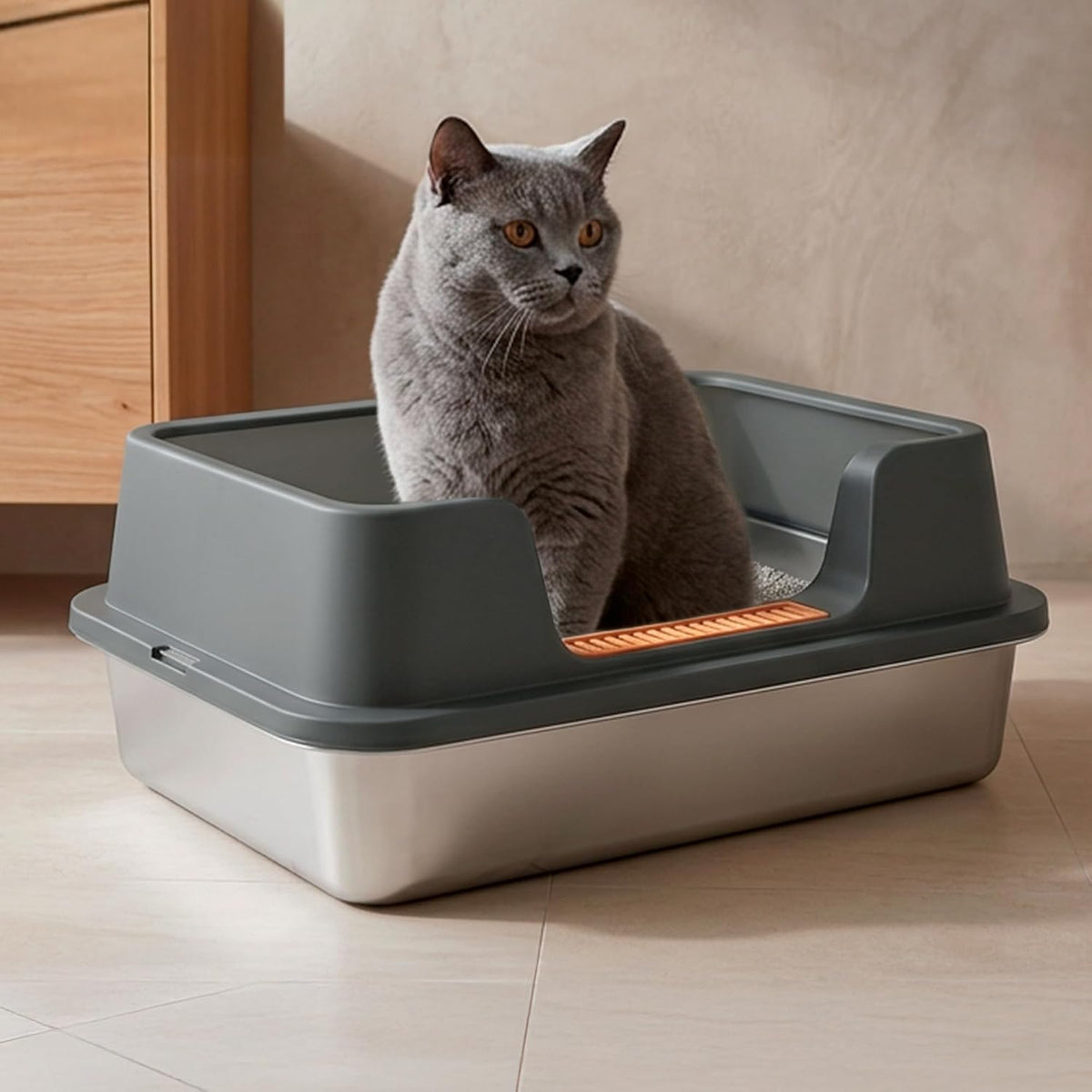 Arenero abierto para gatos con pala MU:4LIFE