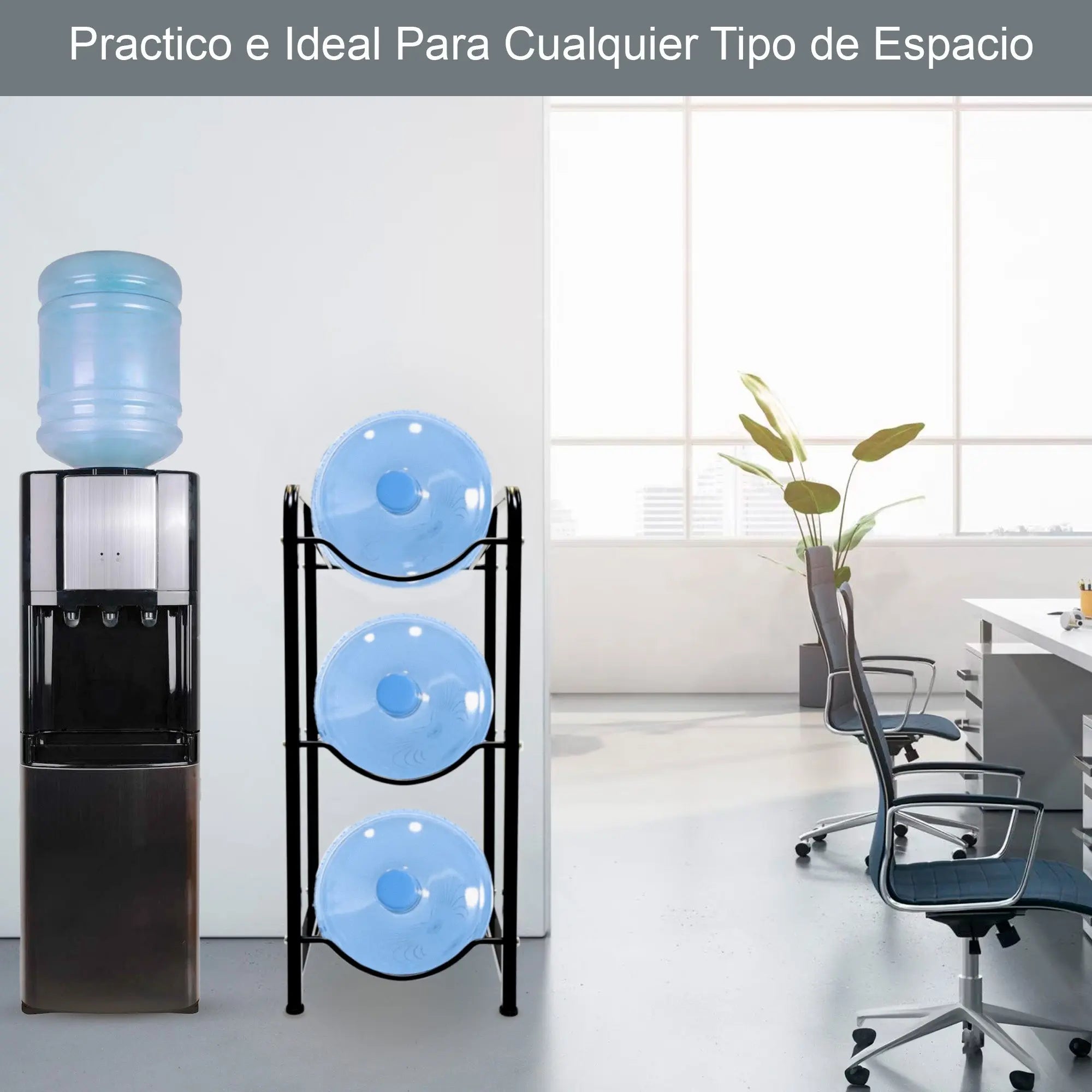 Estantería Soporte para Garrafones de Agua, Estante de 3 Niveles Resistente y Desmontable, Organizador de Acero Duradero para 3 Botellas MU:4LIFE