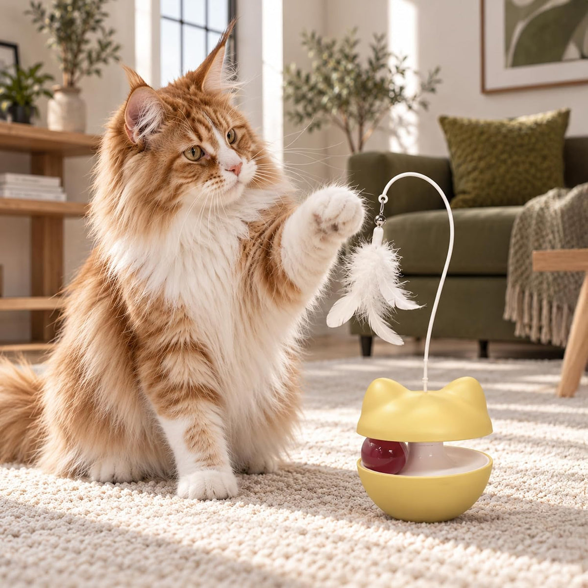 Juguete tumbler para gatos amarillo