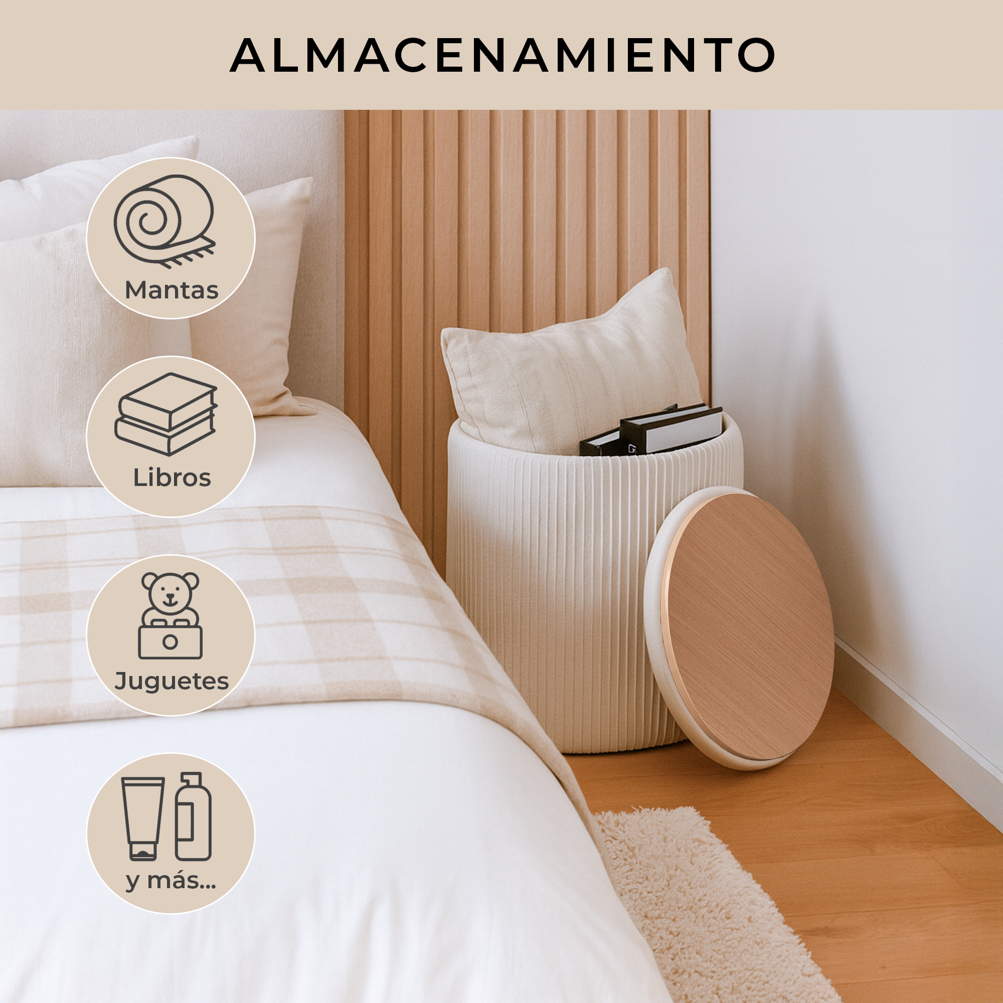Set de 2 Taburetes Otomanos de Terciopelo con Almacenamiento, Banco Tapizado Decorativo