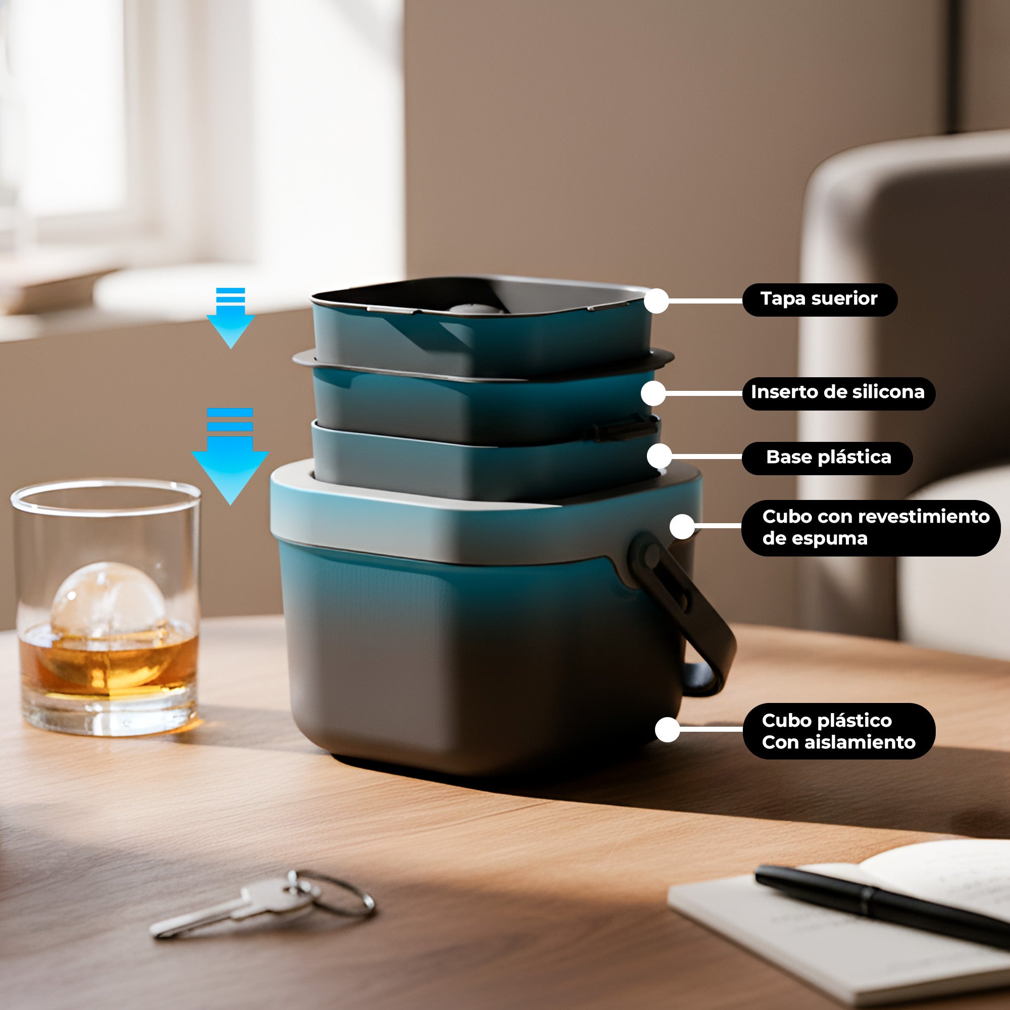 Molde Bandeja para Hielos Cristalinos de 4 bolas de 6cm, Ideal para Whisky, Cócteles y Bebida