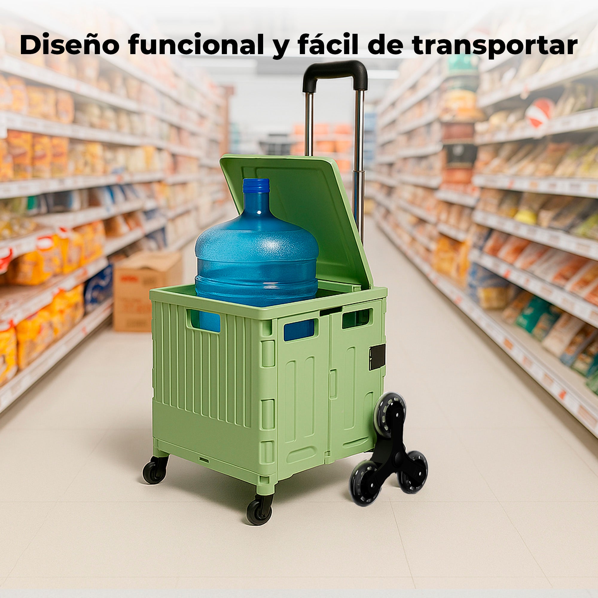 Carrito De Mandado Carga 54 L Plegable Con Rueda Subescalera