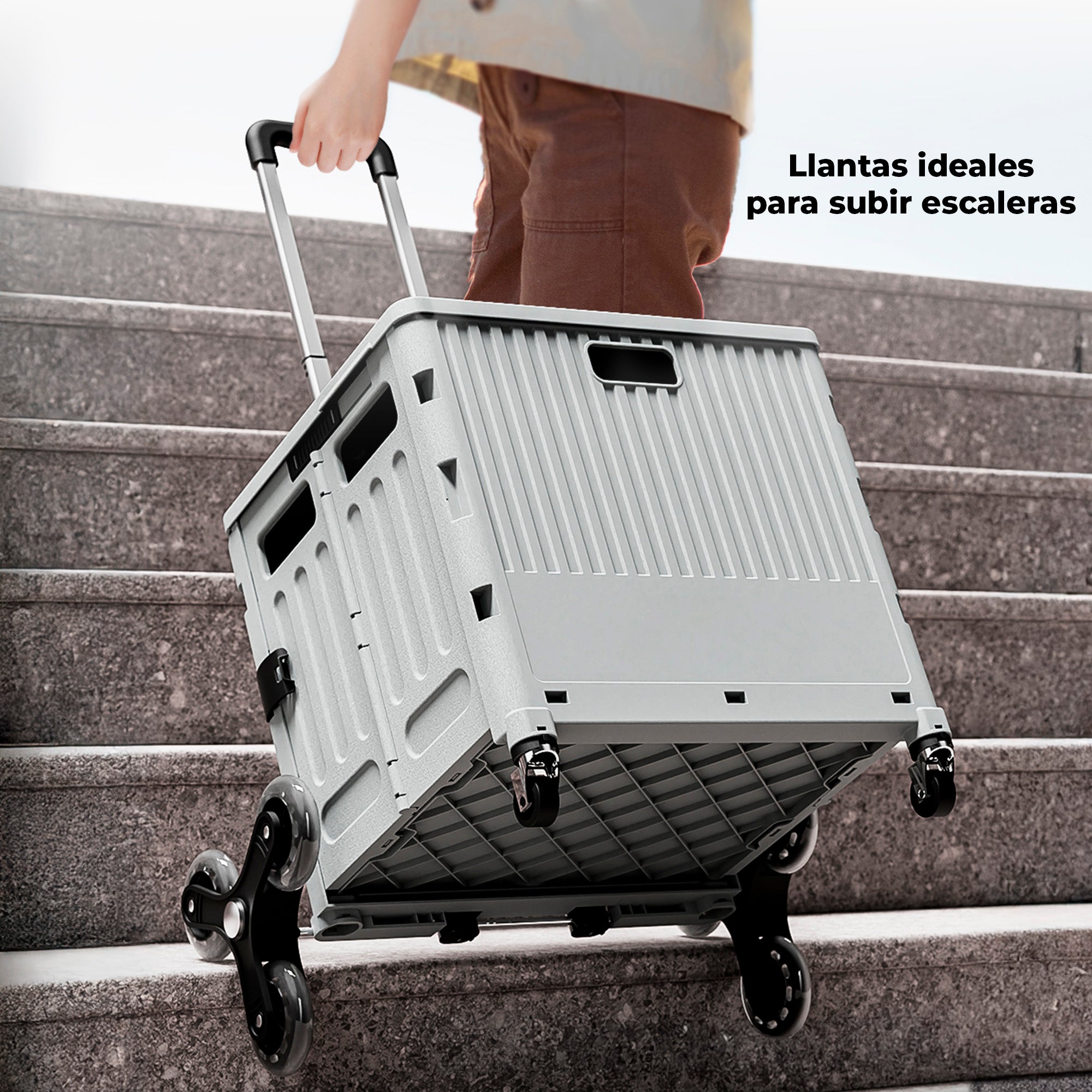 Carrito De Mandado Carga 54 L Plegable Con Rueda Subescalera