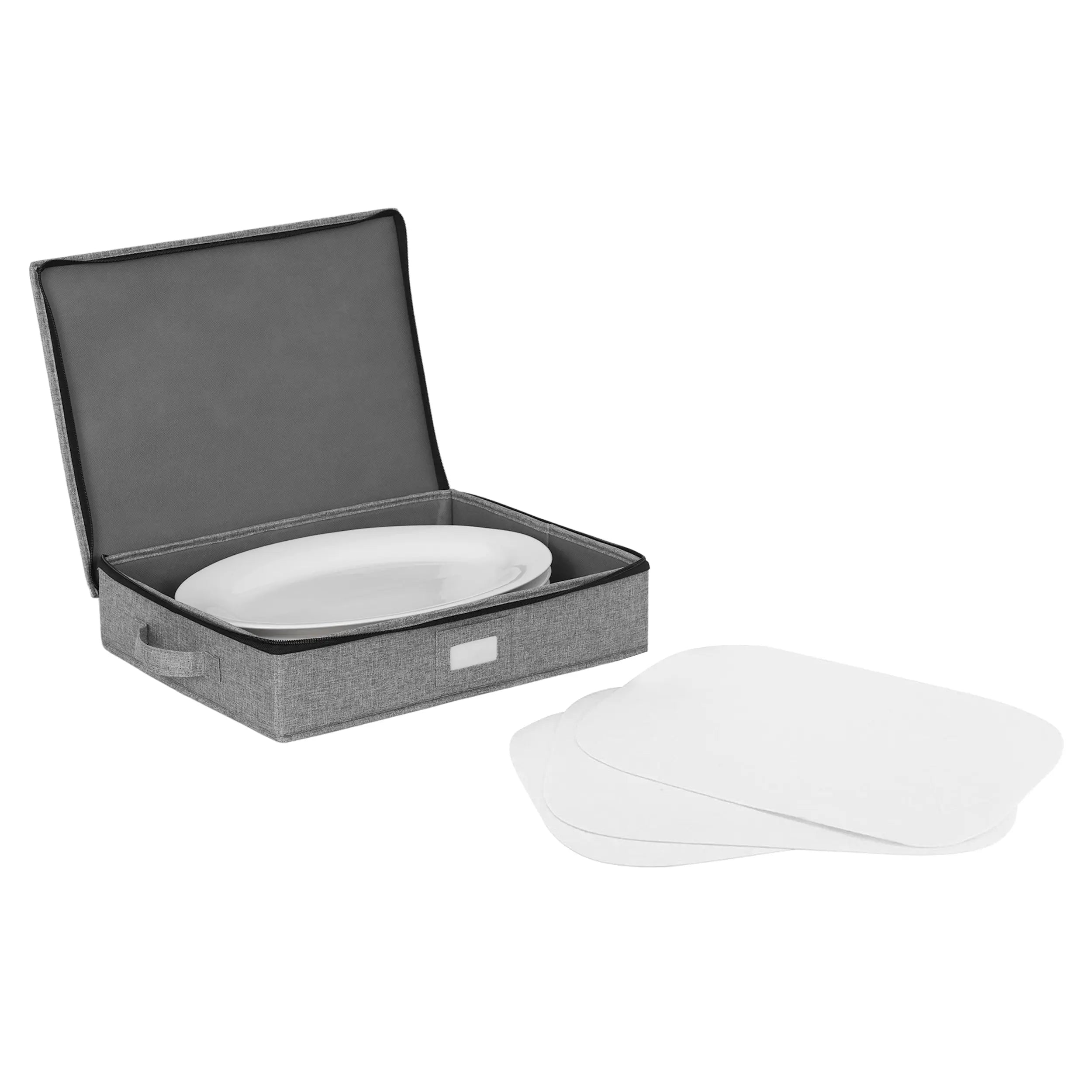 Caja de Almacenamiento para Platos Grandes de Porcelana, Contenedor de Carcasa Rígida con Separadores de Fieltro MU:4LIFE