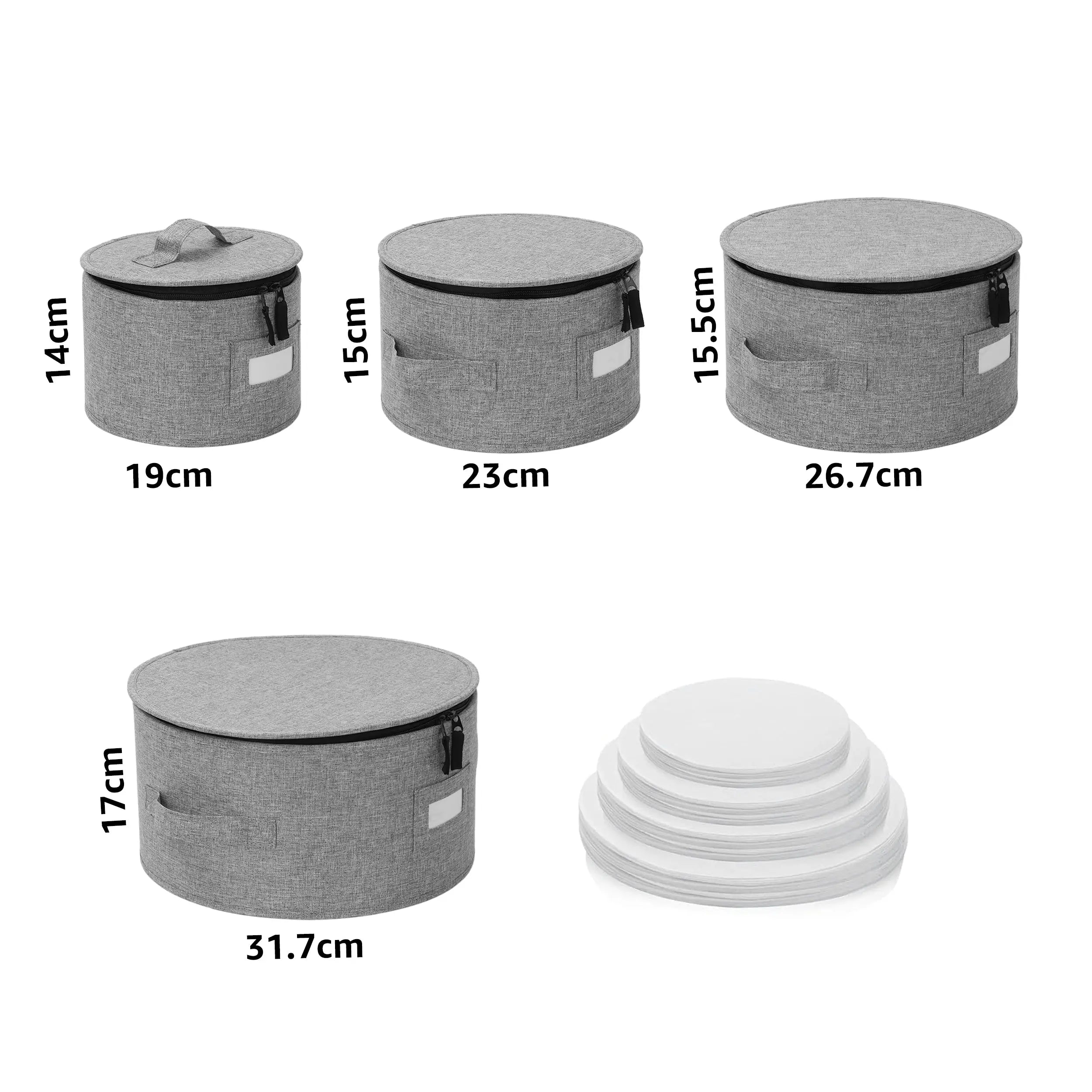 Set de 4 Cajas de Almacenamiento de Vajilla de Porcelana, Platos, Contenedor de Carcasa Rígida y Acolchada con Separadores de Fieltro MU:4LIFE