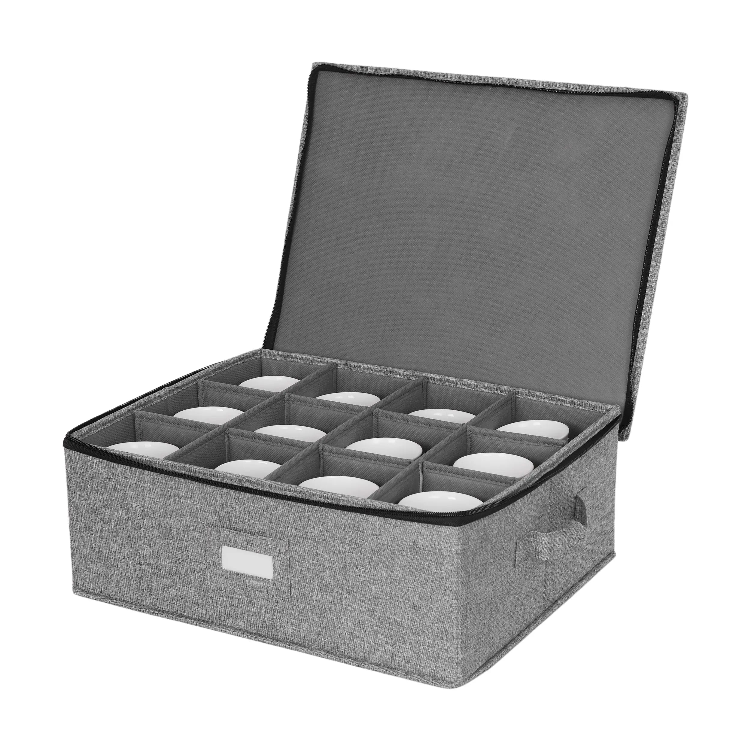 Set de 5 Cajas de Almacenamiento de Vajilla de Platos y Caja de Almacenamiento para Vasos Mug, Carcasa Rígida y Acolchada con Separador Fieltro MU:4LIFE